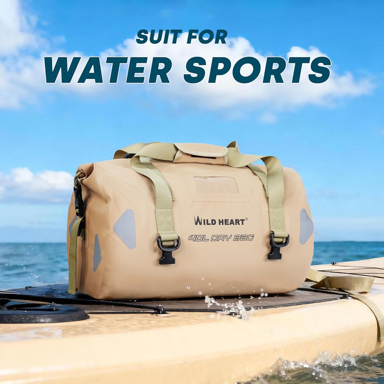 WILD HEART Waterproof Motorcycle Duffel Bag PVC500D Double-bottom With Rope Straps and Inner Pocket 40L 66L 100L for Kayaking, Camping, Boating,Motorcycle - Image 5