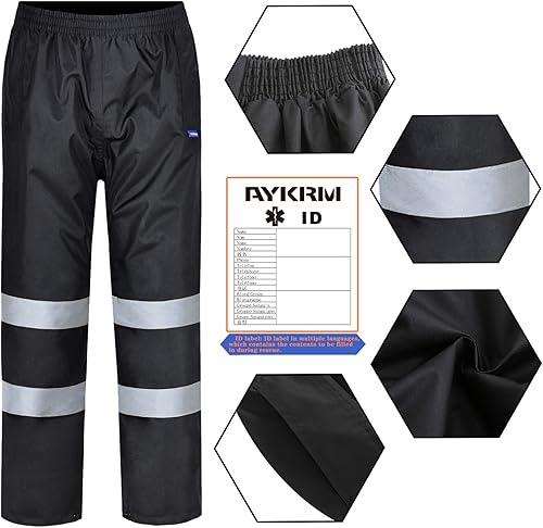 Miniatura 3 de AYKRM Pantalones de lluvia de seguridad de 4 colores Pantalones de lluvia reflectantes de alta visibilidad impermeable