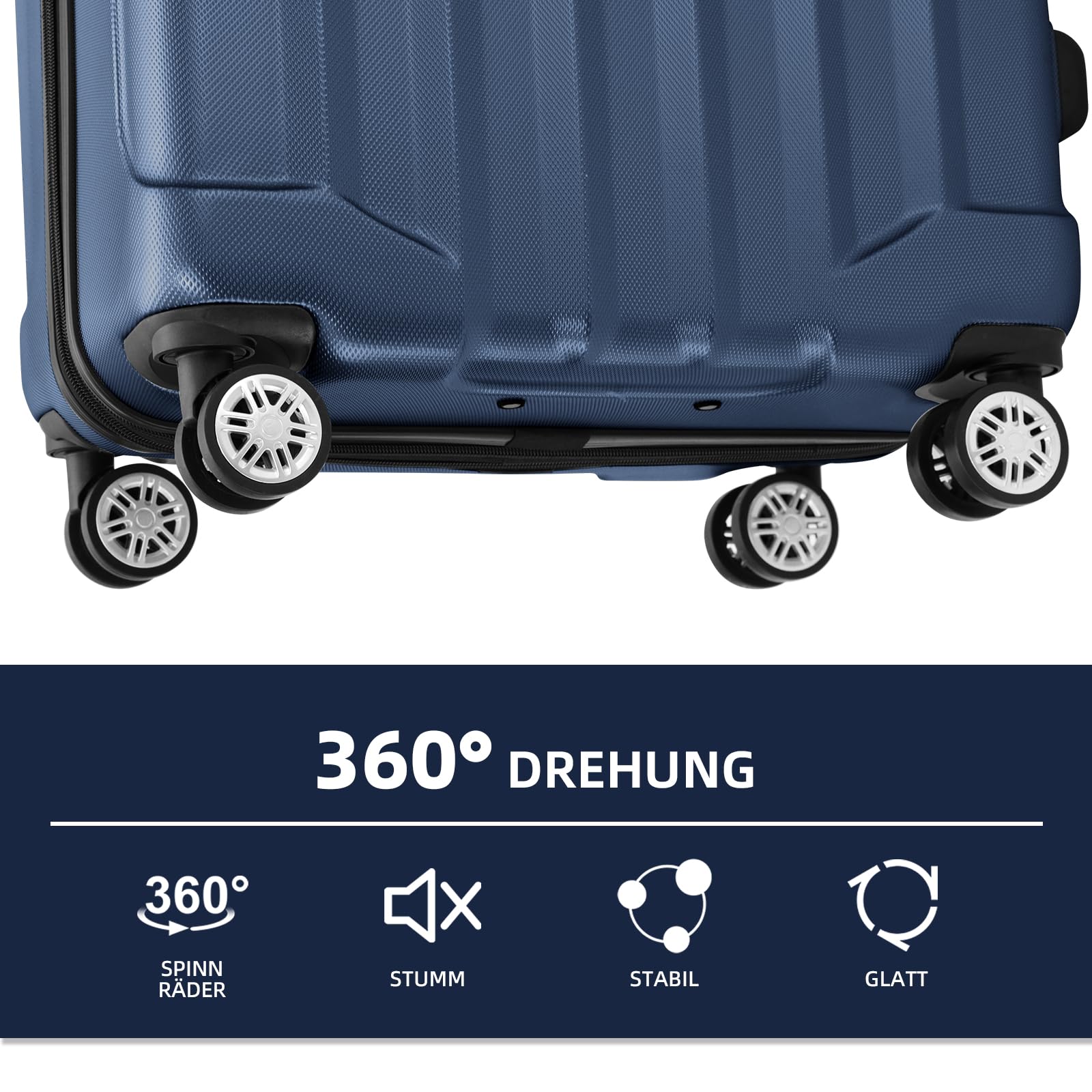 BEIBYE TSA-Schloß 2080 Hartschale Reisekoffer Trolley XL Dunkelblau