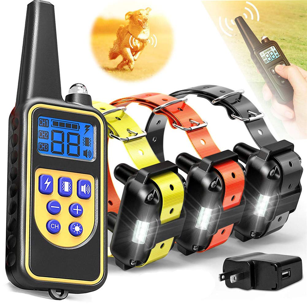 Dog Training Collar Waterproof Rechargeable Dog Shock Collar with 4 Training Modes Remote Up to 880Ft Remote Range