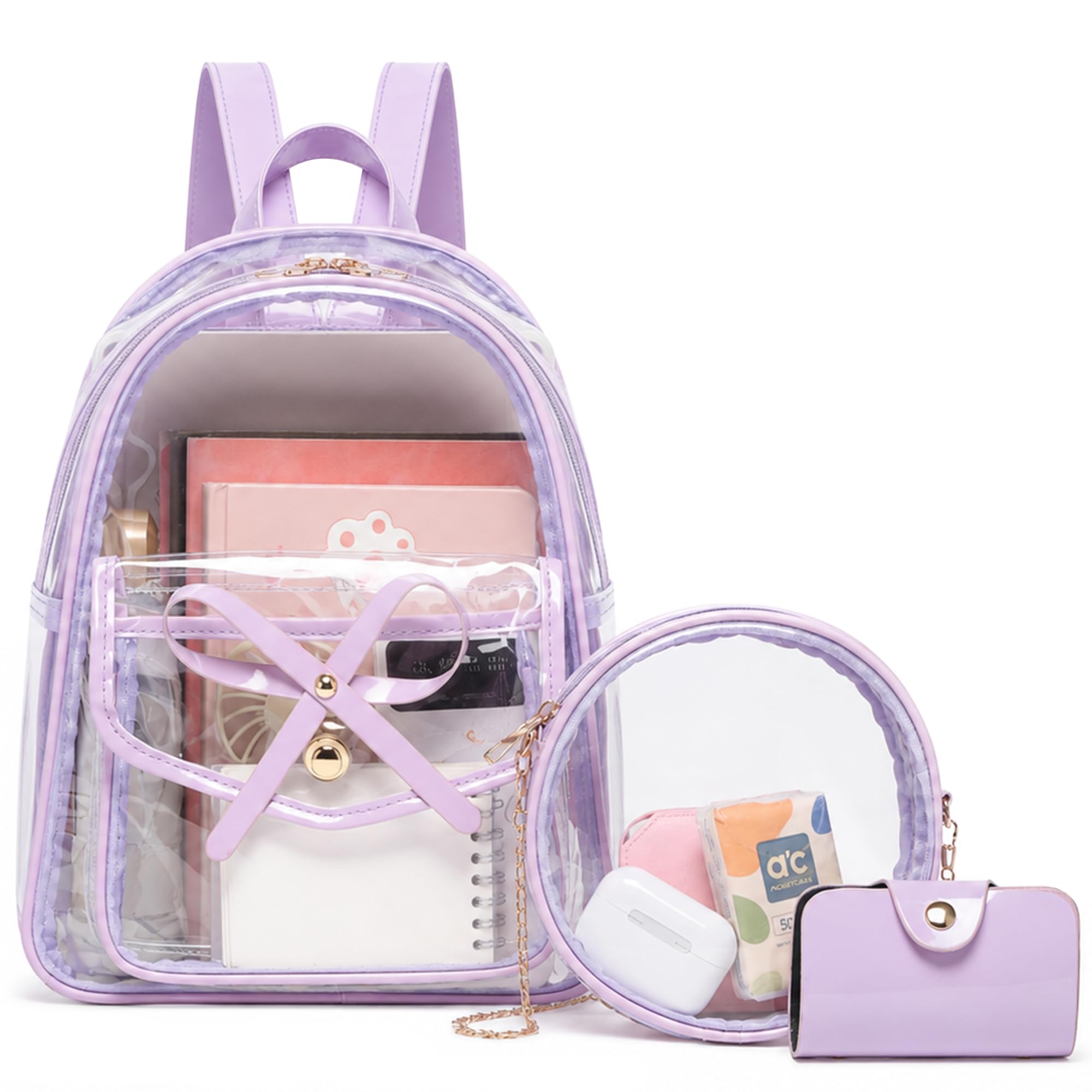 I IHAYNER Girls Bowknot 3-Pieces Fahsion Leather Backpack Backpack Purse for Women Rucksack for Ladies Shoulder Bag
