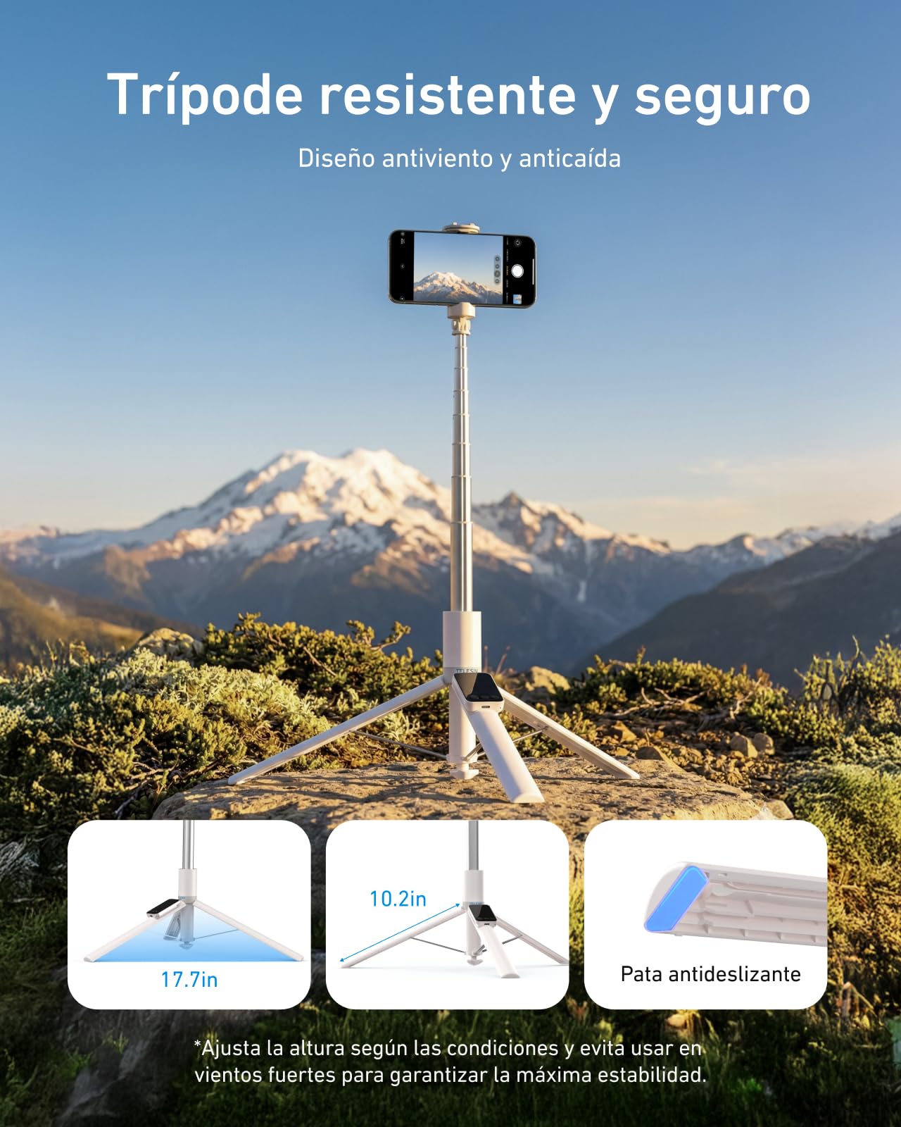 TELESIN 170cm Autoapertura Trípode Móvil para iPhone & Android, Palo Selfie Extensible con Mando Pantalla Inteligente, Zoom/Enfoque, Espejo de Pantalla, Soporte Móvil para Viajes, Vlog y Directos