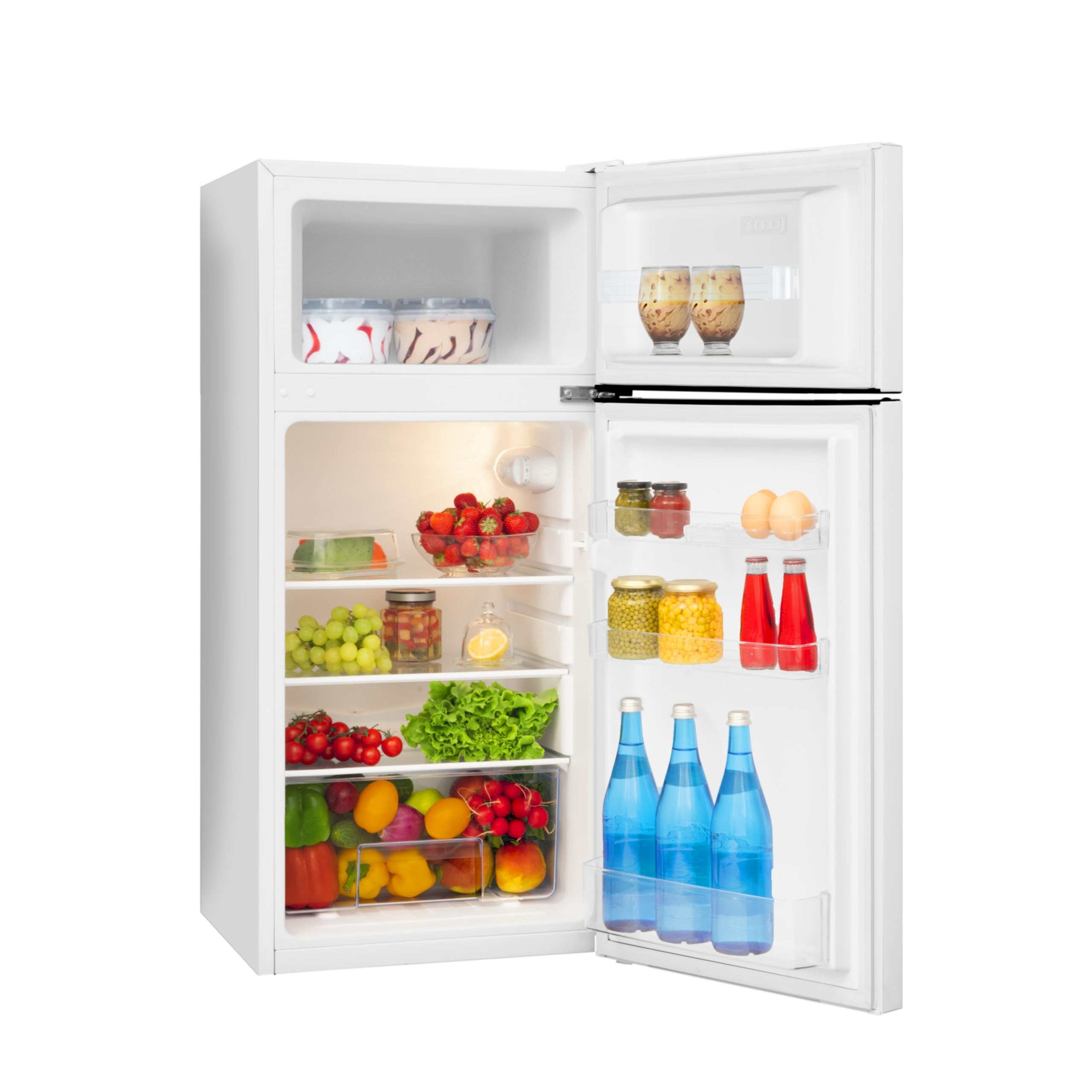 Amica Kühl Gefrierkombination freistehend mit Gefrierfach oben 105 cm Höhe 112 l Nutzinhalt LED Beleuchtung FrostControl - Weiß