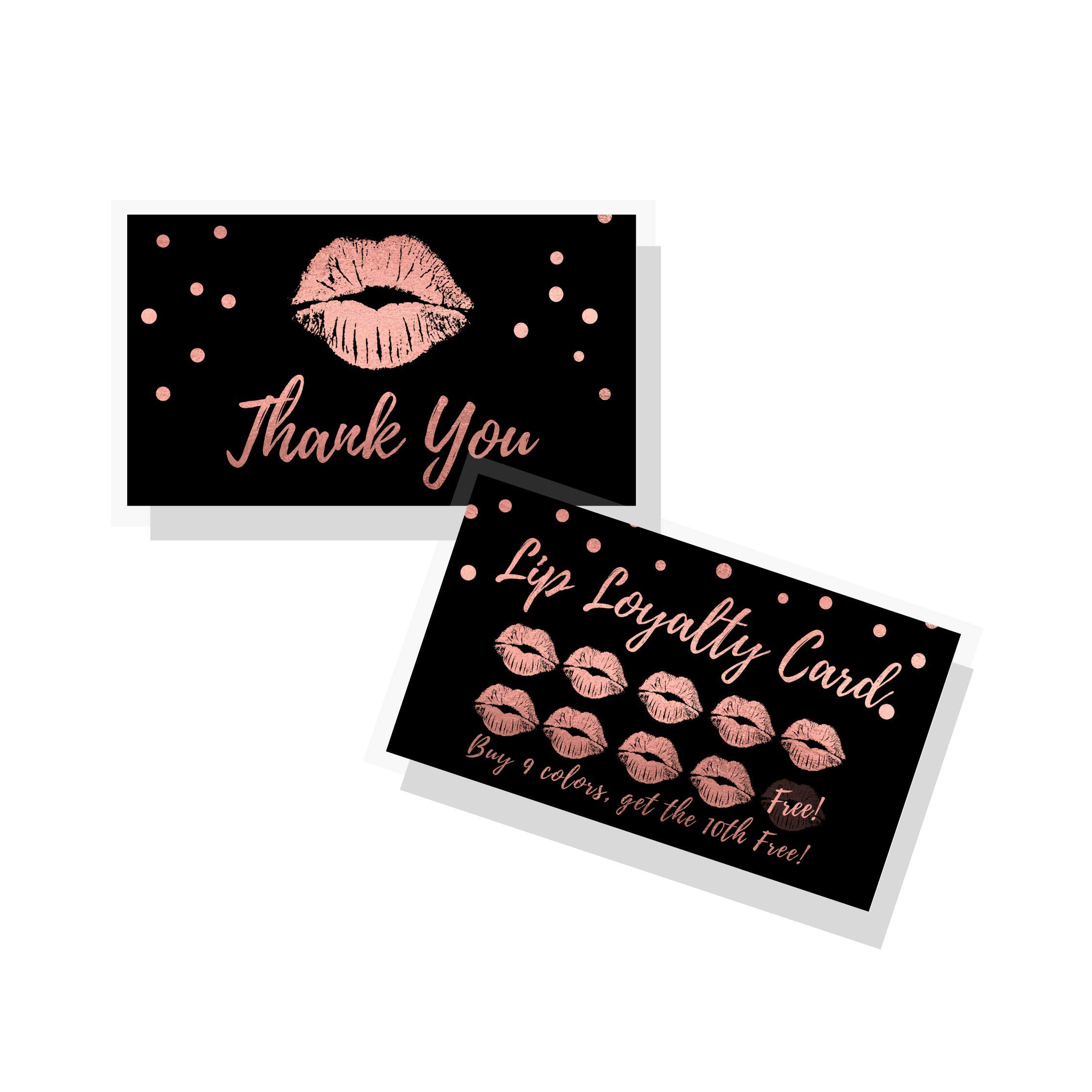 Amazon.com : LipSense Customer Loyalty Discount Cards | 50 Pack | 2x3.5  inches Business Card Size | Matches How To Apply/Tips and Tricks Cards |  Black with Rose Gold Glitter Design : Office Products