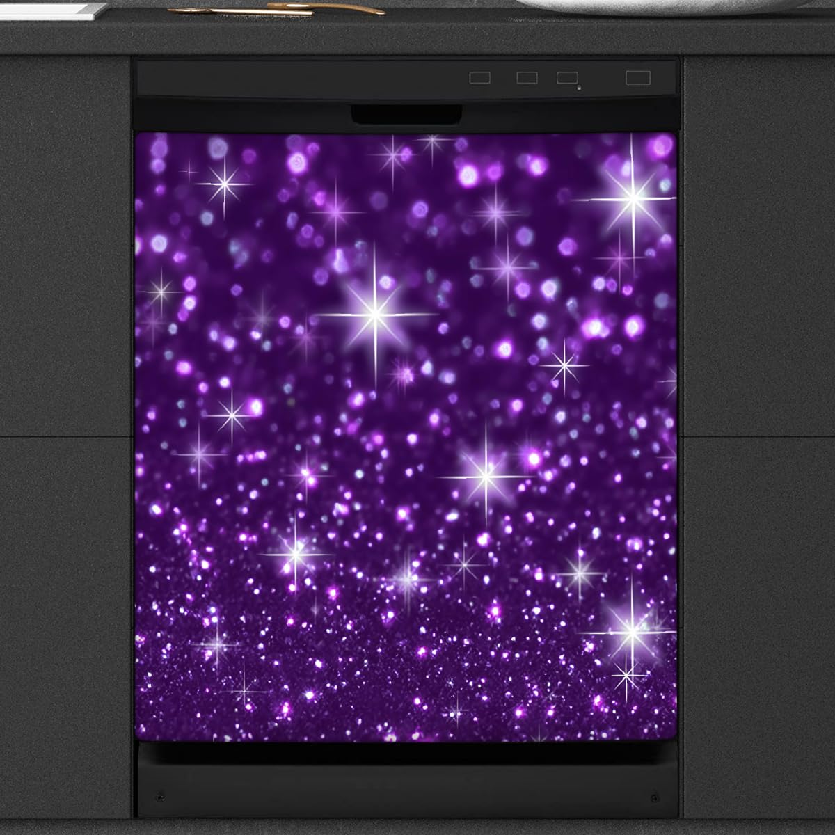 Magnet lave-vaisselle violet pailleté Mexpekil masque rayures façade - 7