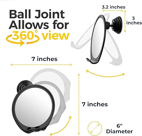 Miniatura 4 de HONEYBULL Espejo de ducha sin niebla con soporte de succión y giratorio - Espejo de baño acrílico antivaho para afeitarse - Soporte de maquinilla
