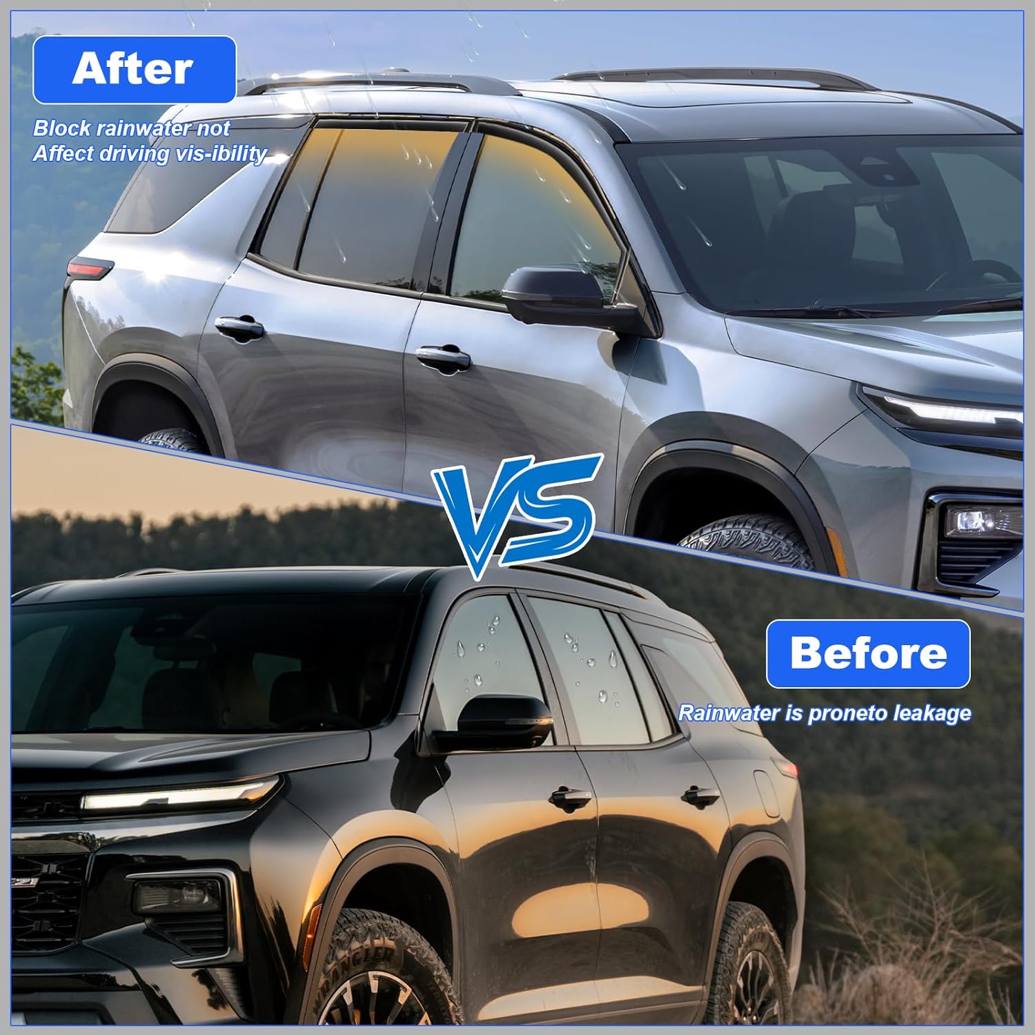 Window Visors for Chevy Traverse 2024 2025 2026, in-Channel Rain Guards Window Deflectors, Aerodynamic Wind Noise Reduction & UV Protection (4 Pcs)