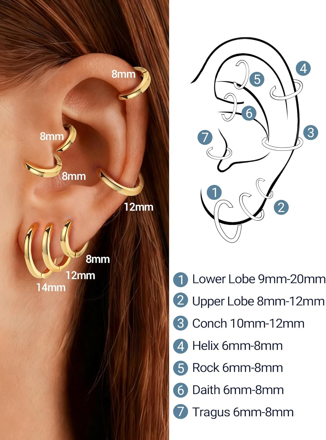 PROSTEEL Hoop Earrings for Women Men, 8mm/10mm/12mm/14mm/16mm/18mm/20mm Small Huggie Hoops, Gold/Silver/Black/Rose Gold Hypoallergenic, Everyday Earrings Jewelry for Multiple Piercings - Image 4