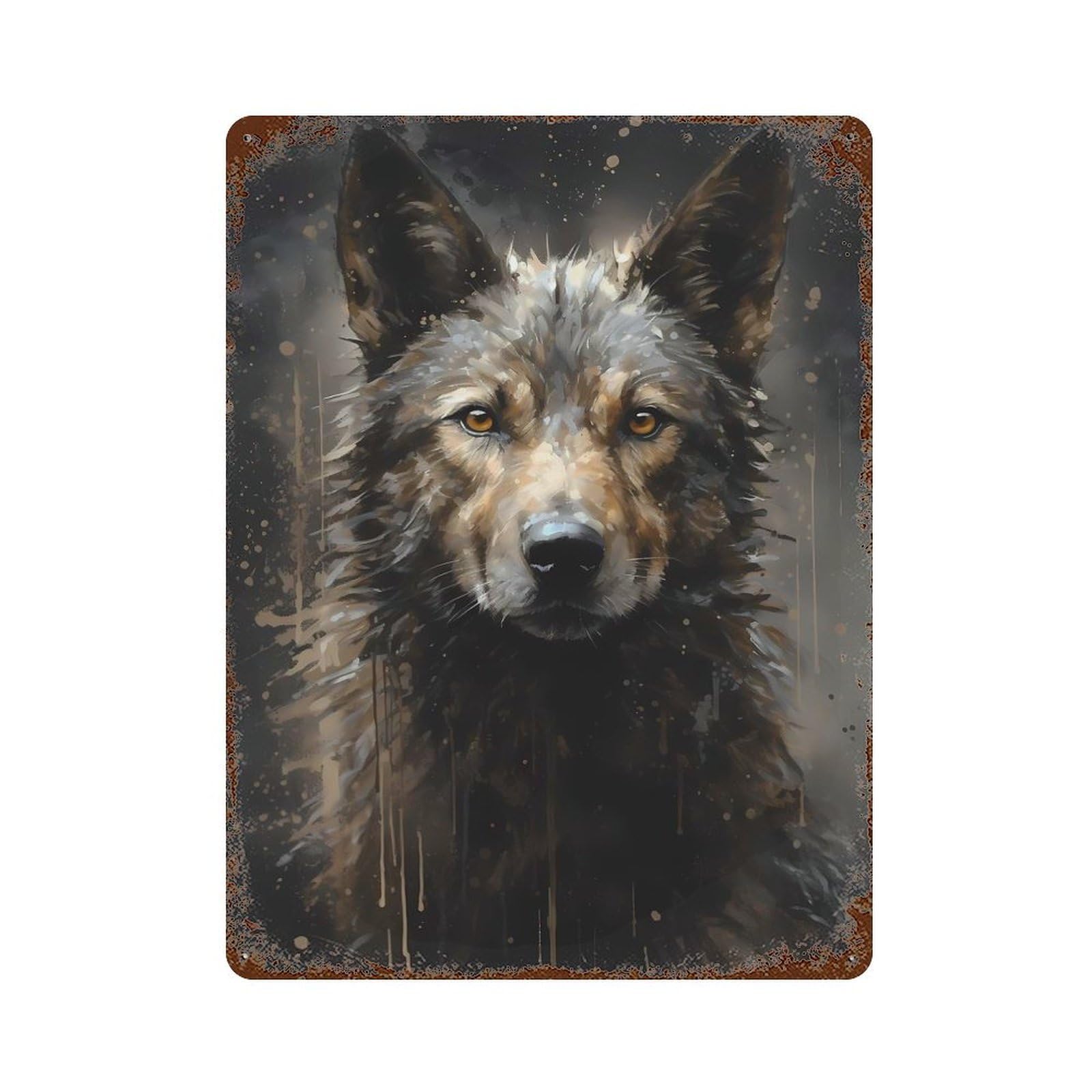Weathered Tin Sign Siberian Husky Dog 15.7"x11.8", Rustic Home Decor for Basement, Hobby Room And Garage Decor