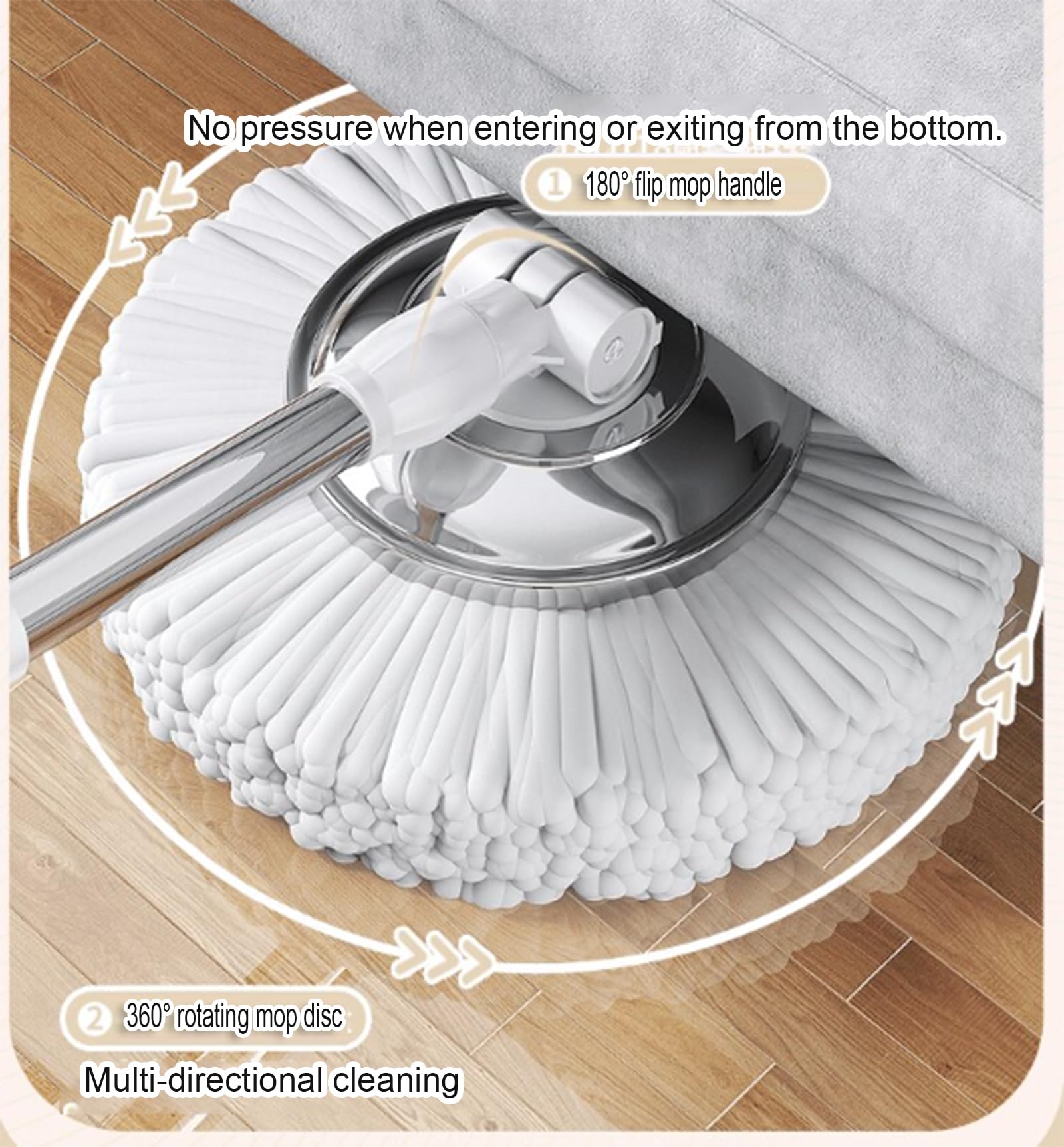 Juego de fregona y cubo giratorio, sistema de escurrido manos libres, | Trapeador seco giratorio de 360°, trapeador de limpieza de microfibra para pisos laminados de baldosas