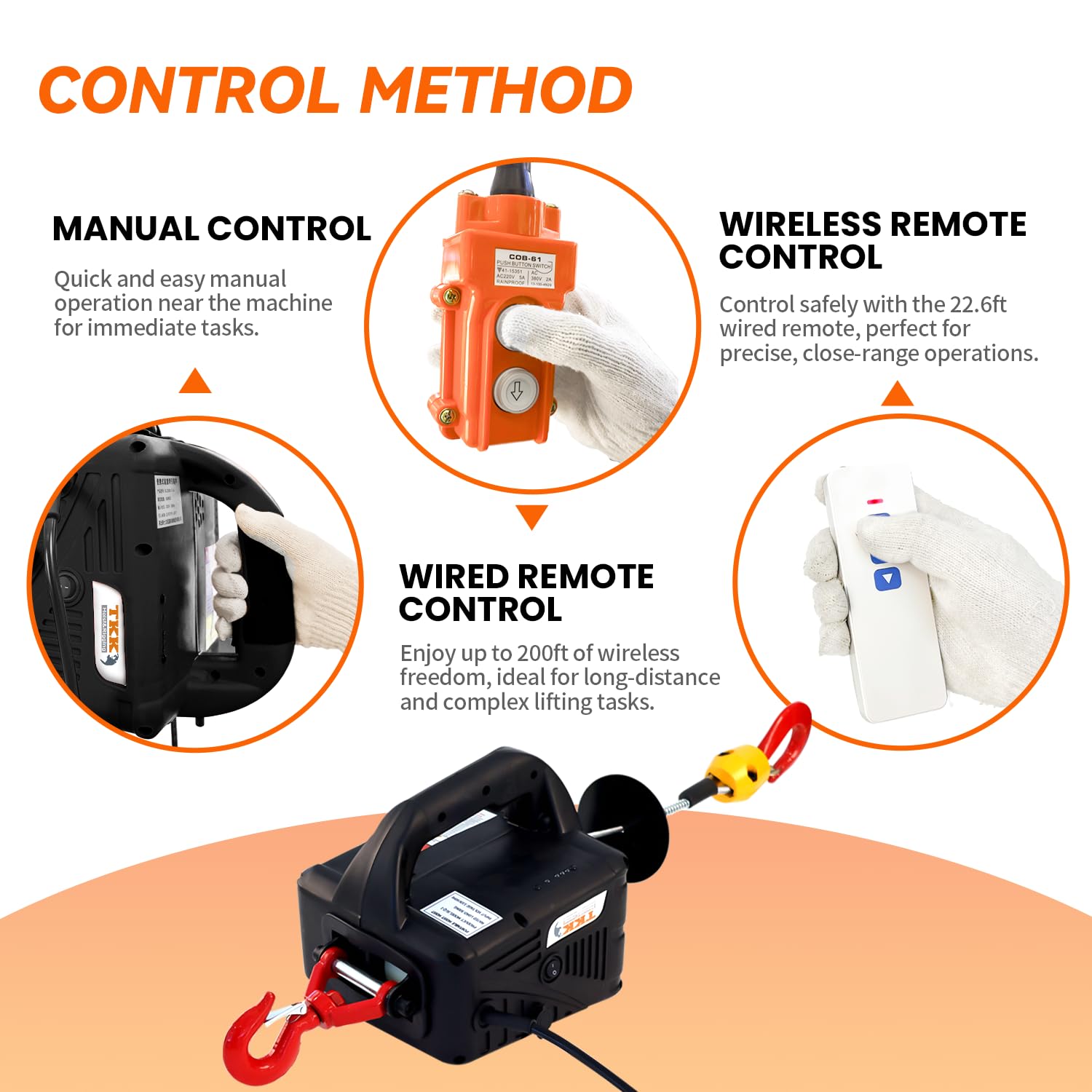 3-in-1 Electric Winch - 1100Lbs Lifting Capacity -2