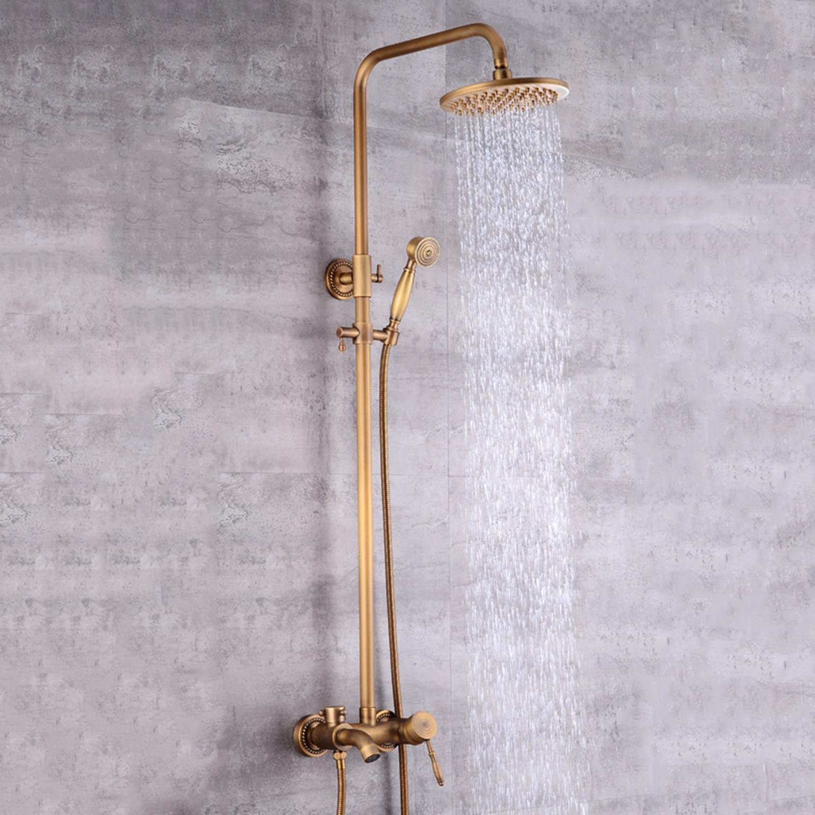 Columna de Ducha Laton Vintage Sistema de Ducha Empotrado con Grifo y Altura Regulable Antiguo