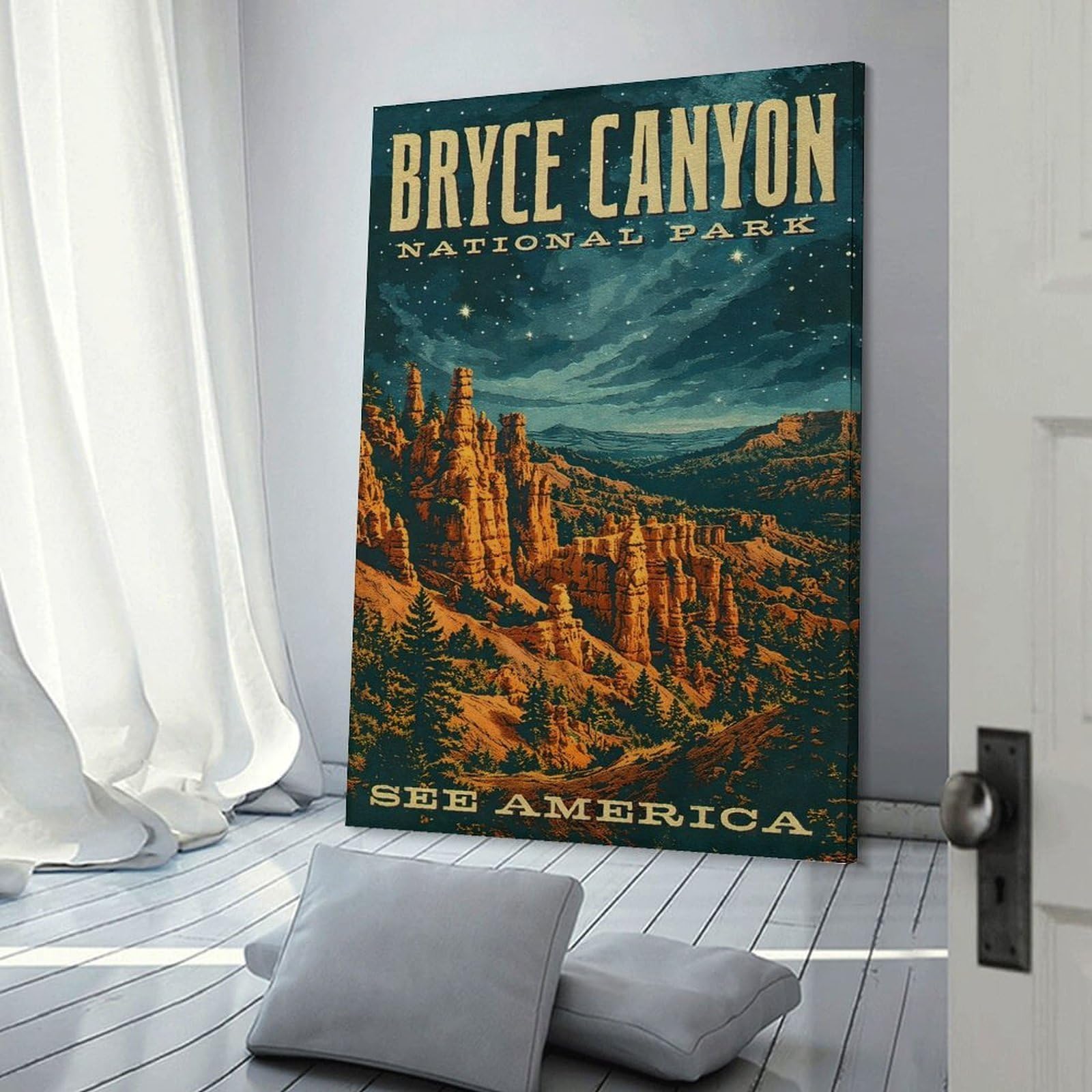 Junmoney Bryce Canyon National Park Vintage Decorative Canvas Print 20x30inch(50x75cm), for Apartment Walls, Studios Or Work Areas, Home Artwork for Modern Interiors