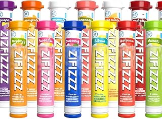 Zipfizzy Energy Drink Mix Variety Pack – 30 Count – Zero Sugar – Electrolytes + B12 + Caffeine – Includes Citrus, Fruit Punch, Blue Raspberry, Peach Mango, Orange Cream – Energy On The Go Powder Sticks