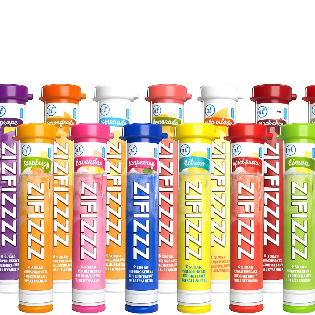 Zipfizzy Energy Drink Mix Variety Pack – 30 Count – Zero Sugar – Electrolytes + B12 + Caffeine – Includes Citrus, Fruit Punch, Blue Raspberry, Peach Mango, Orange Cream – Energy On The Go Powder Sticks