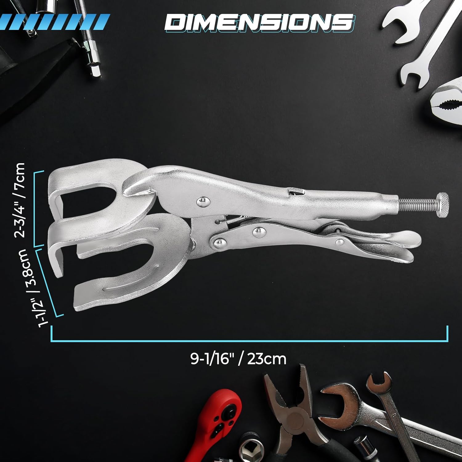 NATGAI 9" Locking Pliers Set, 4 Pack Metal Welding Clamps with Quick-Lock Release, Heavy Duty C-Clamp Vise Grips for Welding, Woodworking, Auto Repair, Sheet Metal Holding (4 Pack)