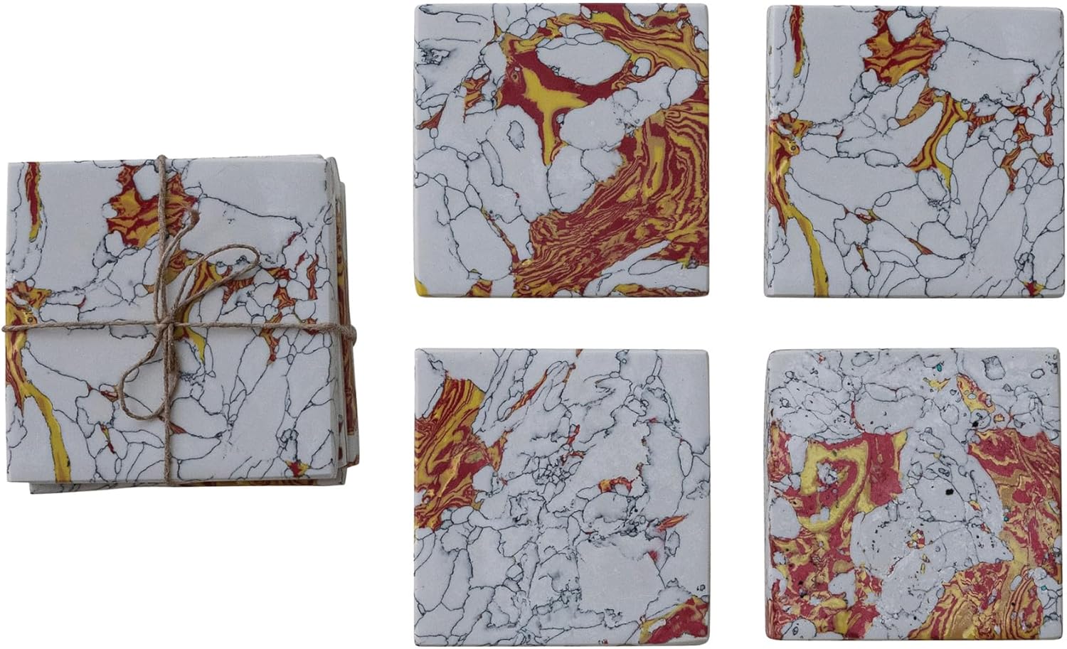 Bloomingville Stone Coaster Set, Multicolor