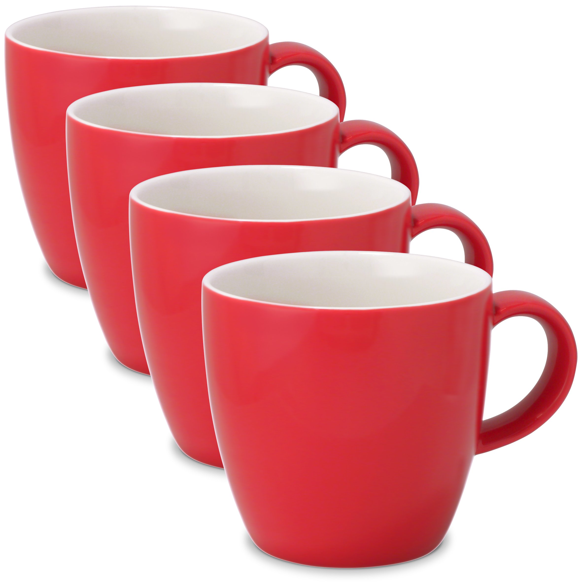 FORLIFE Tazza Da Tè Con Manico (Set Da 4) 10 Oz: Ceramica Senza Piombo, Colore Black Graphite, Microonde E Lavastoviglie
