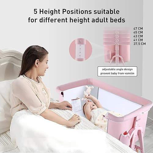 Miniatura 2 de Moisés de noche 4 en 1 para bebé, cuna portátil con ruedas, cuna de bebé con cambiador, colchón incluido y almacenamiento, cuna de viaje plegable