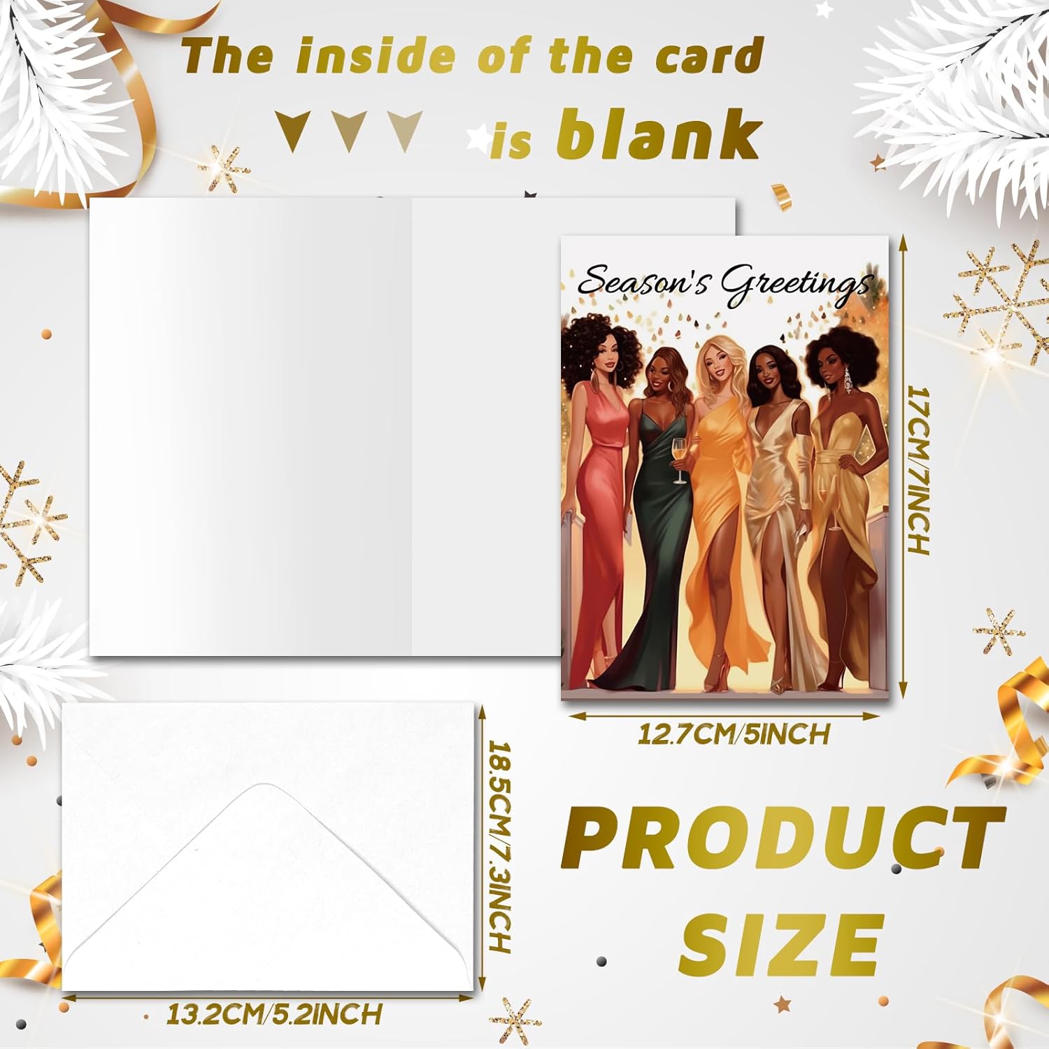 Cholemy 36 Set Black African American Christmas Cards with Envelopes African Christmas Greeting Cards Traditional Black Religious Cute Xmas Holiday Party Supplies for Xmas New Year Women Gift