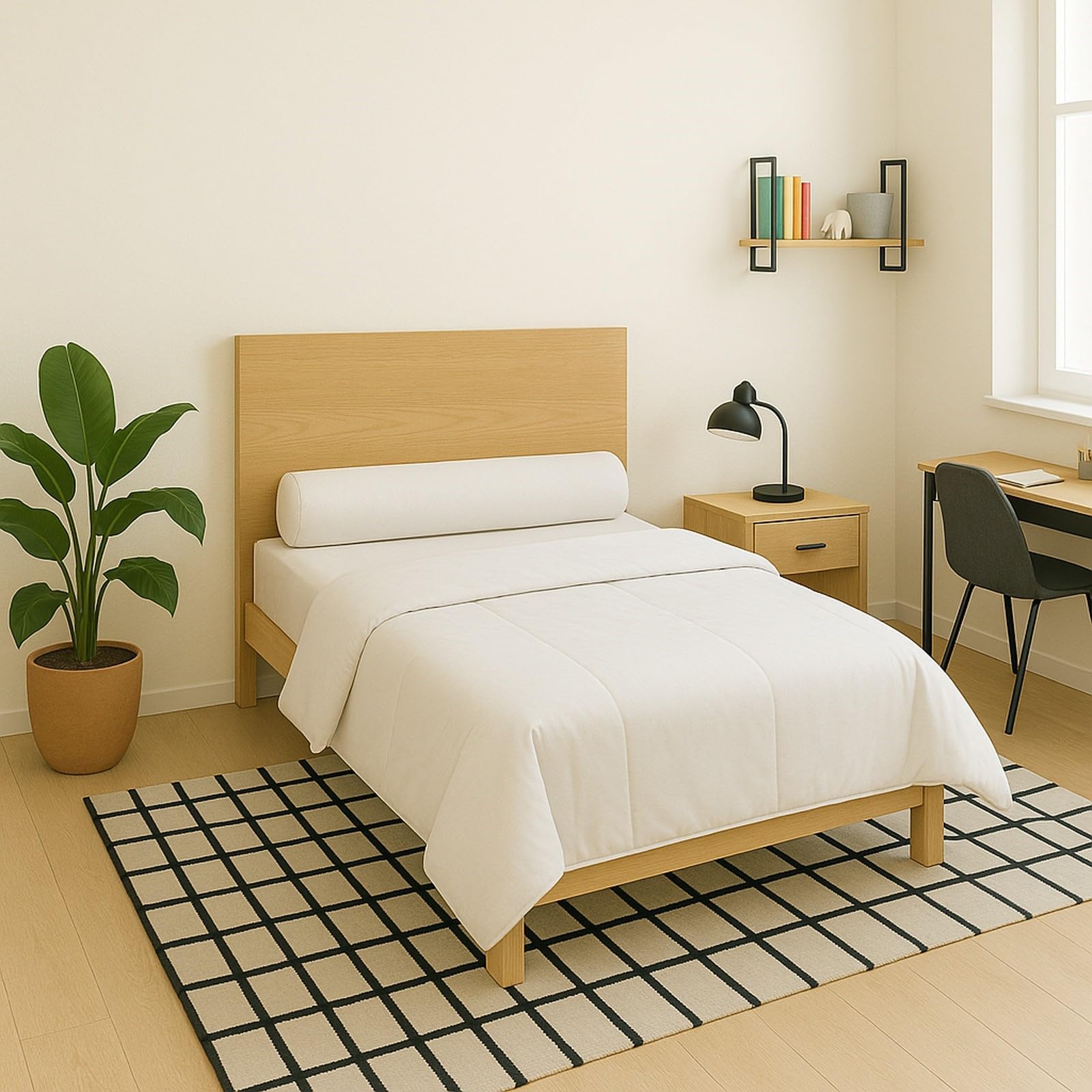 Blanrêve - Traversin rotondo antiacaro - Sintetico - Comfort soffice - Facile manutenzione - Made in France - 90 cm - 700 g, bianco