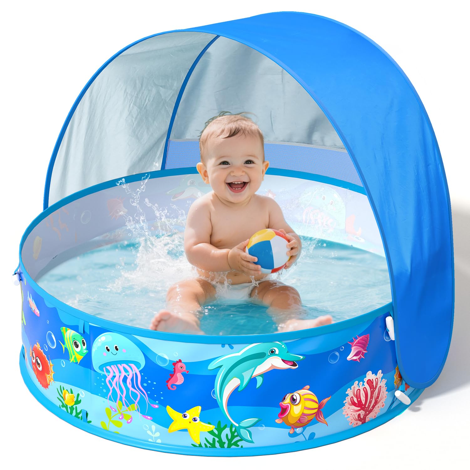 Pop Up Baby Planschbecken,Babypool mit UV Schutz Bällepool
