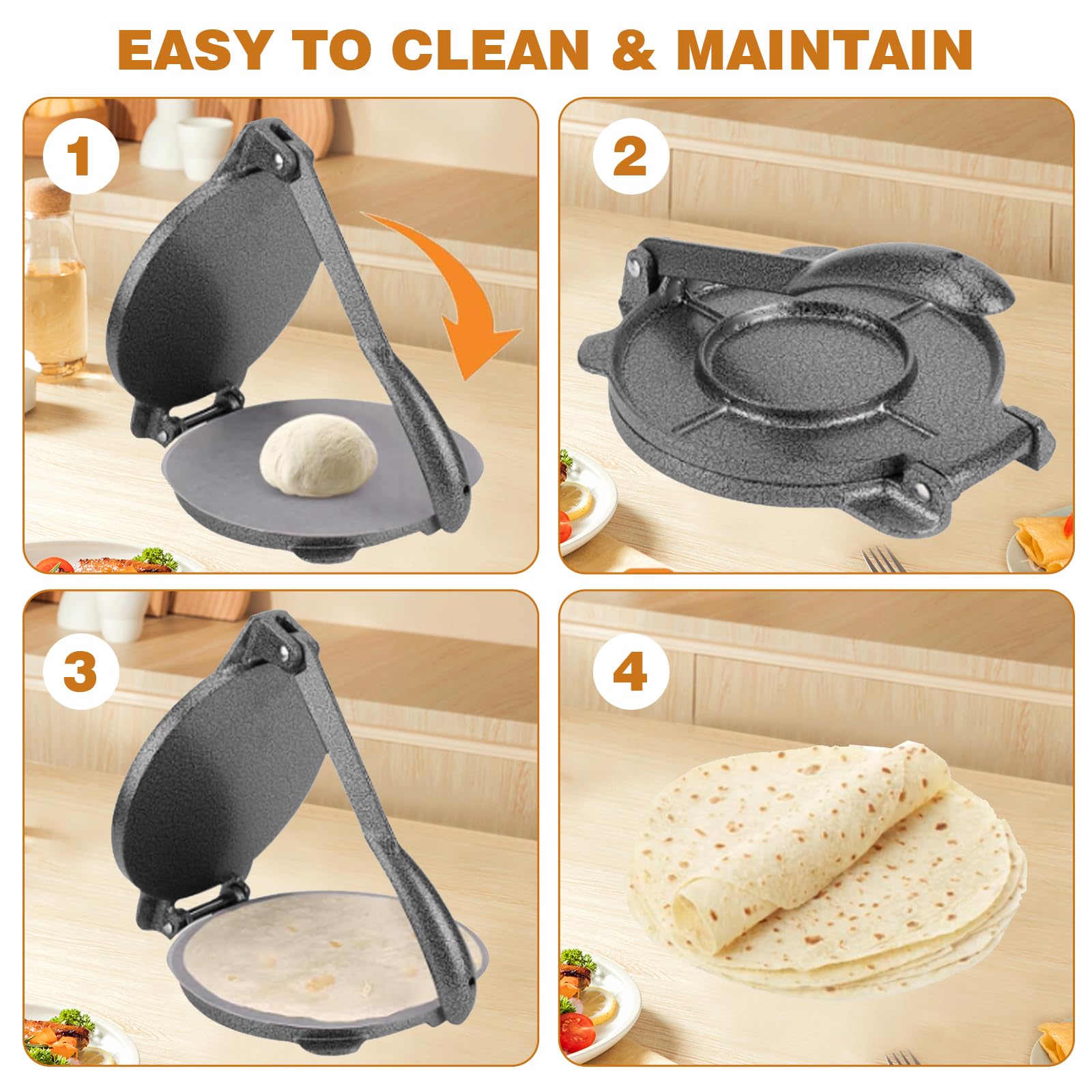 Pressa Per Tortilla, Pressa Di Alta Qualità Per Tortilla In Ghisa, Per Tortille Fatte In Casa (Ø 16.5 Cm)