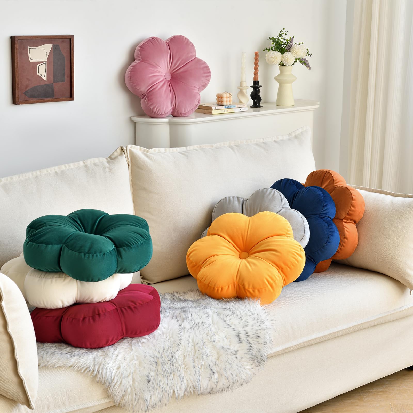 Round Decorative Pillows For Couch Vdoioe Flower Pillow, Cute