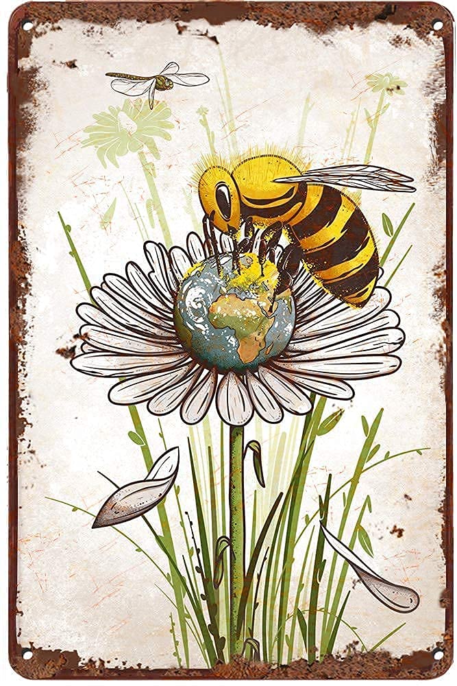 Lawenp Bee Vintage Wall Decor Bar Decor Aluminum Sign for Home Kitchen Bar Funny Sarcastic Metal 8 x 12 Inches Tin Sign