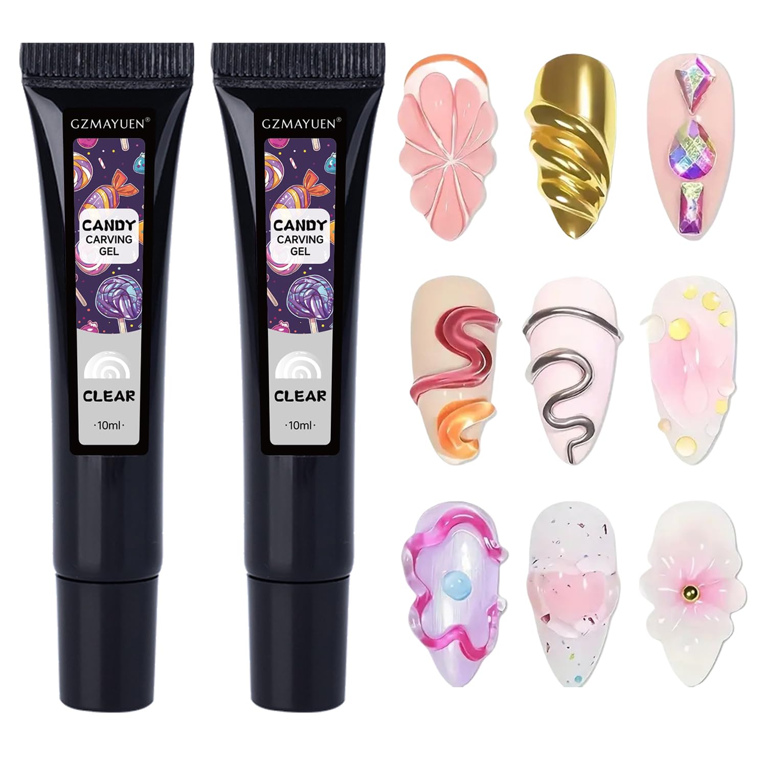 Gel 3D para esculpir  2 piezas de diseño 3D transparente que no se limpia para dibujar, moldear, escultura, decoración de uñas, 0.35 onzas cada uno