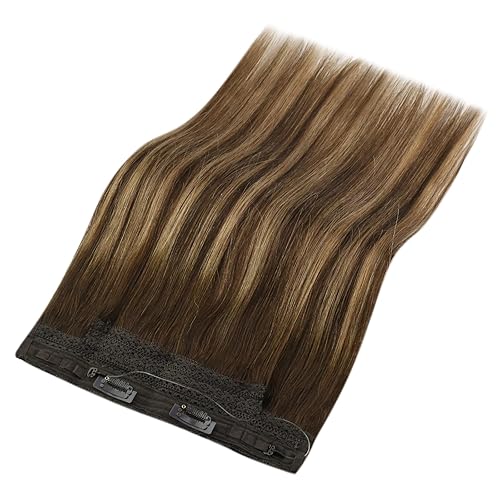 Miniatura 4 de Sunny - Extensiones de cabello humano Remy, color marrón chocolate, ombré, mezcla de rubio caramelo, color marrón oscuro, balayage, extensiones de