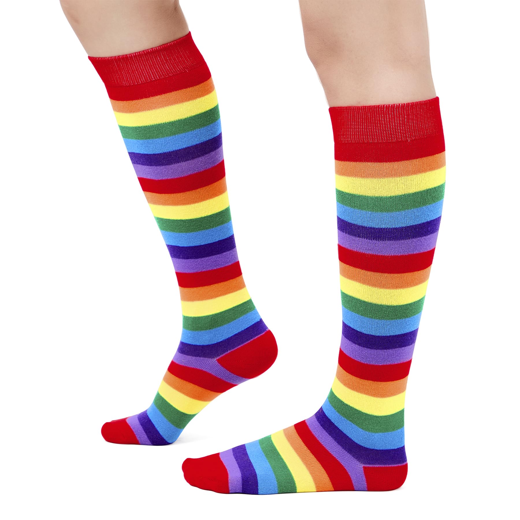 Zando Striped Knee High Socks for Women Athletic Running Long Tube Socks Casual Knee High Stockings