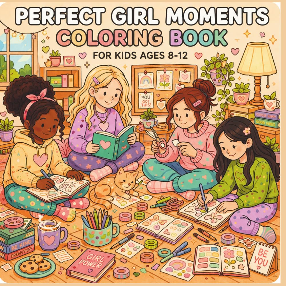 Perfect Girl Moments Coloring Book for kids ages 8-12: Fun Everyday Scenes, Fashion and Friendship for Girls