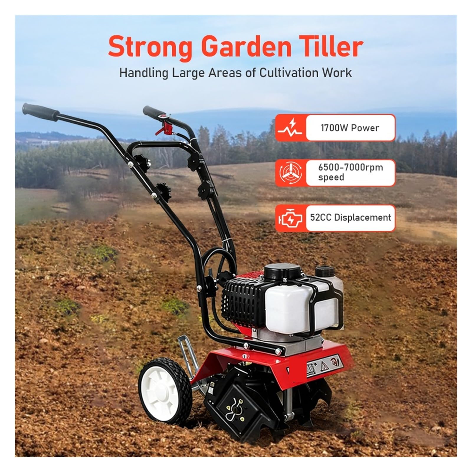 Mini coltivatore rotativo per giardino, attrezzatura agricola multifunzione, strumento di aratura potente per agricoltura, ideale per piccole aziende agricole e giardinaggio in cortile