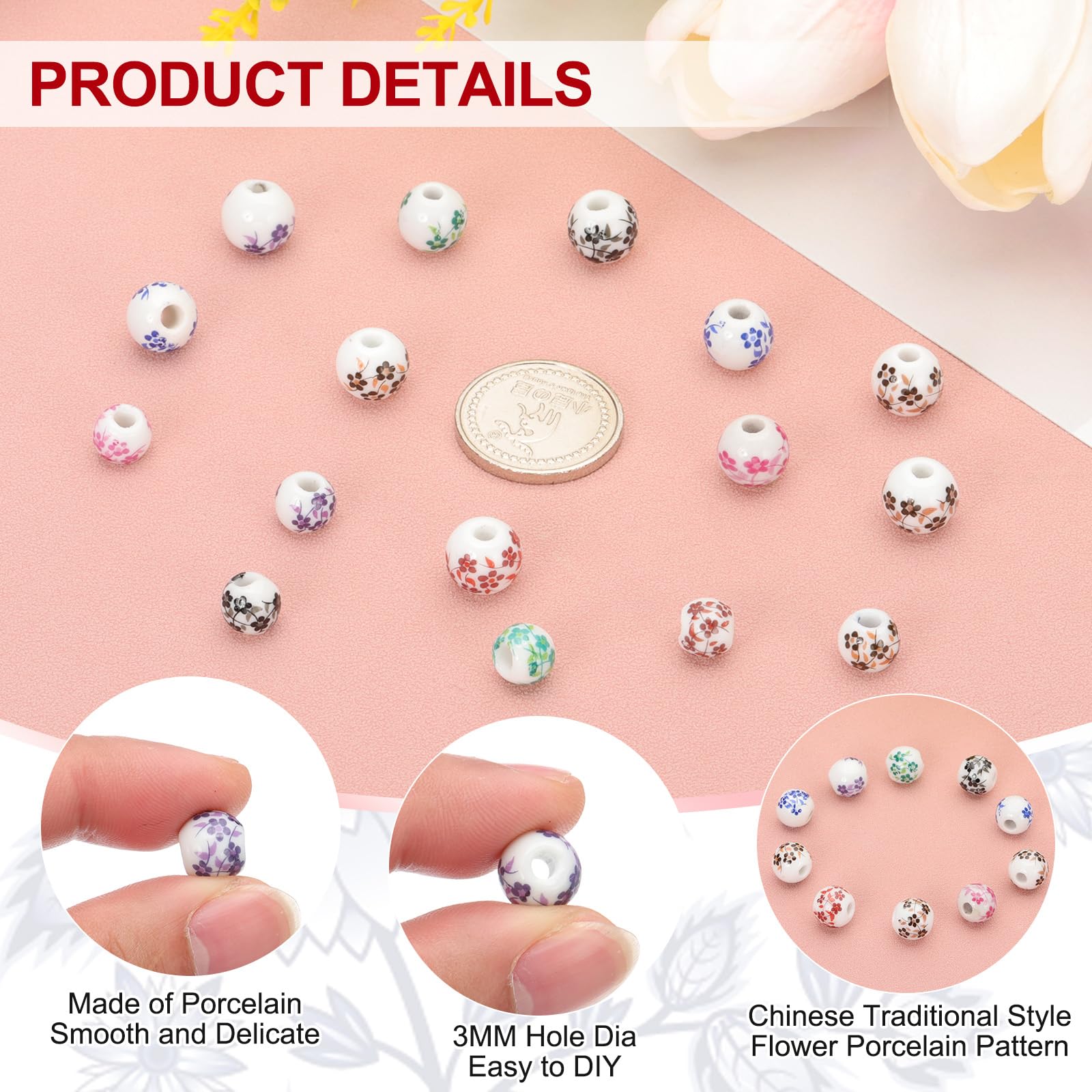 PATIKIL 80 Pcs Porcelain Beads - Image 3