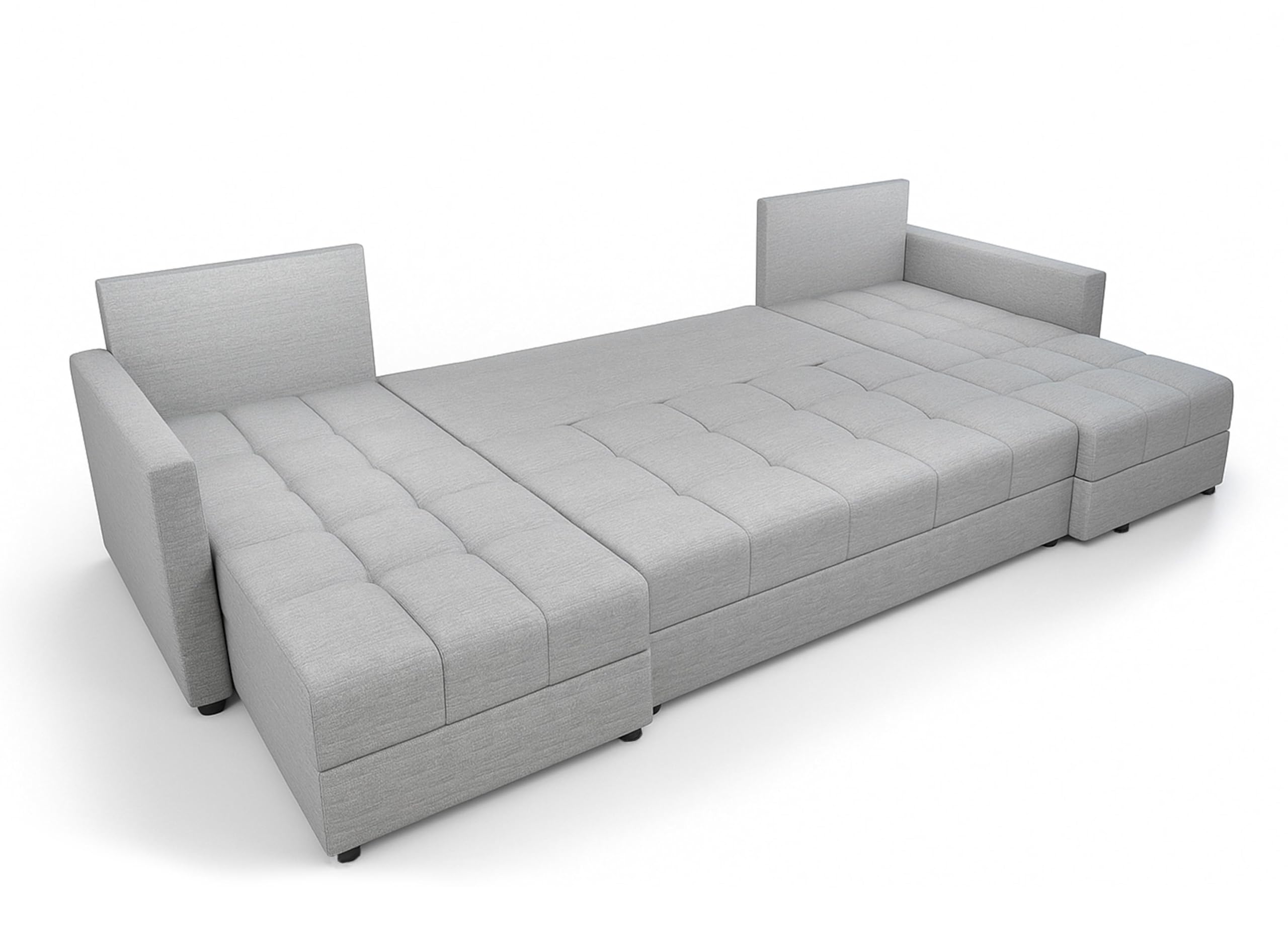 AXLIVING Canapé d'angle Grand Dolceo 287 cm - Canapé Gris avec Fonction Couchage & Ottoman