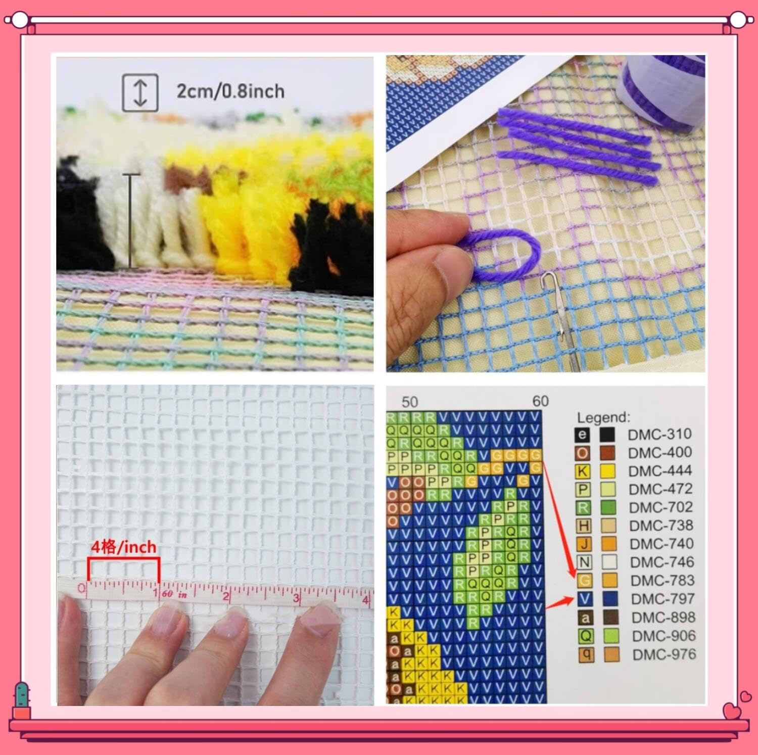 Henypt DIY Knüpfteppich Set Flussblumen 55x75cm | Landschaft Knüpfstern Set Für Erwachsene Inklusive Zubehör Handgefertigte Geschenke,Wanddekoration