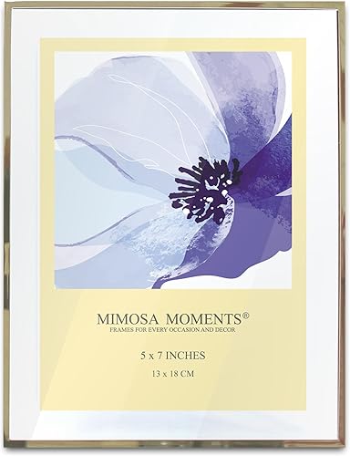 MIMOSA MOMENTS Marco de fotos flotante de metal de latón (latón, 5 x 7)