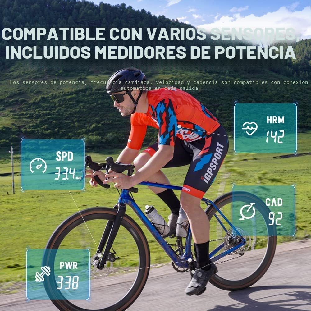 iGPSPORT Ciclocomputadores GPS Ant+ Función Ordenador inalámbrico Bicicleta Ciclismo Cuentakilometros Bici,40 Horas de duración de la batería
