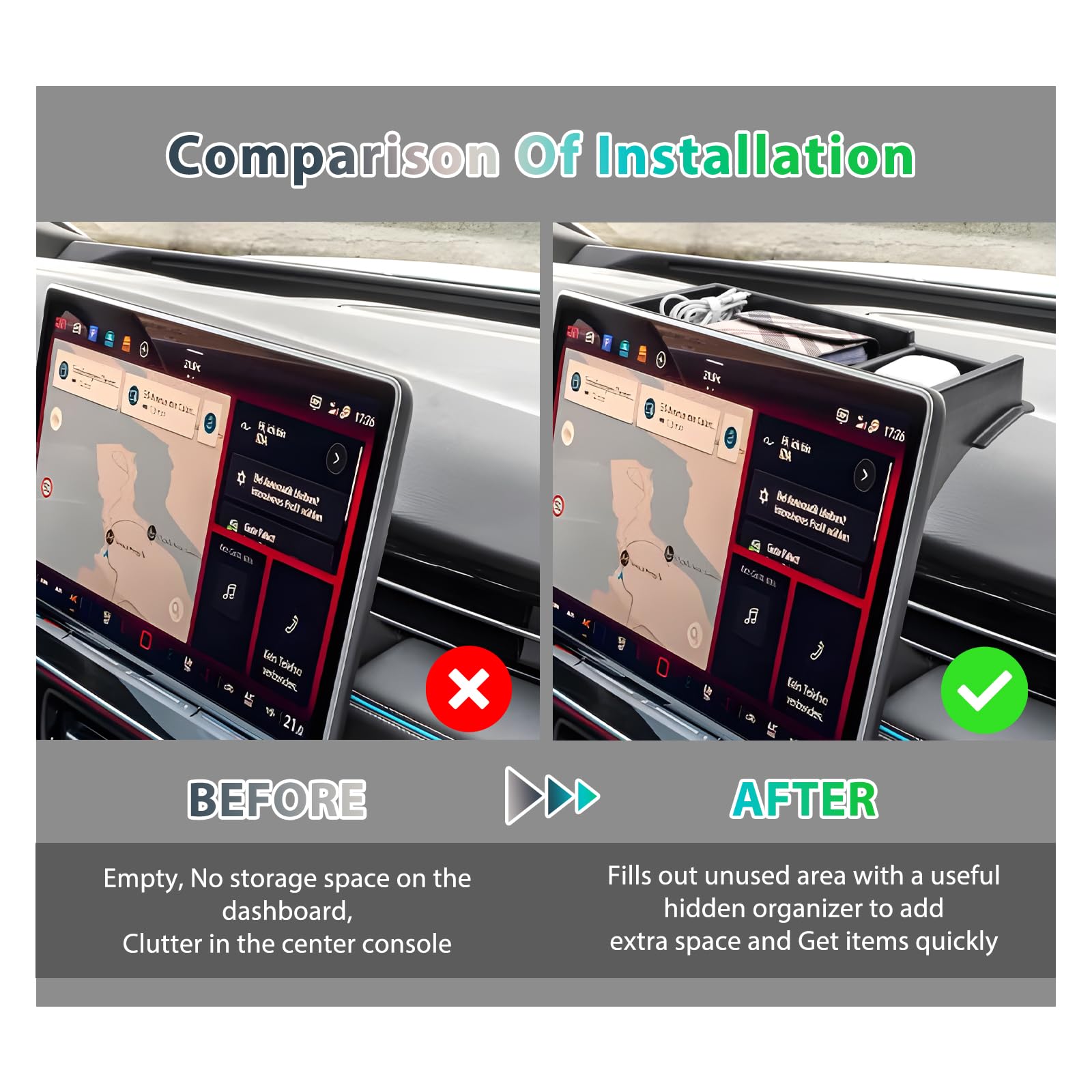 GAFAT Kompatibel mit VW ID.7 2024 2025 2026 15" Mittelkonsole Aufbewahrungsbox, Hinter dem Bildschirm Ablagen Organizer Tray für ID7 Tourer 15 Zoll Discover Pro Max