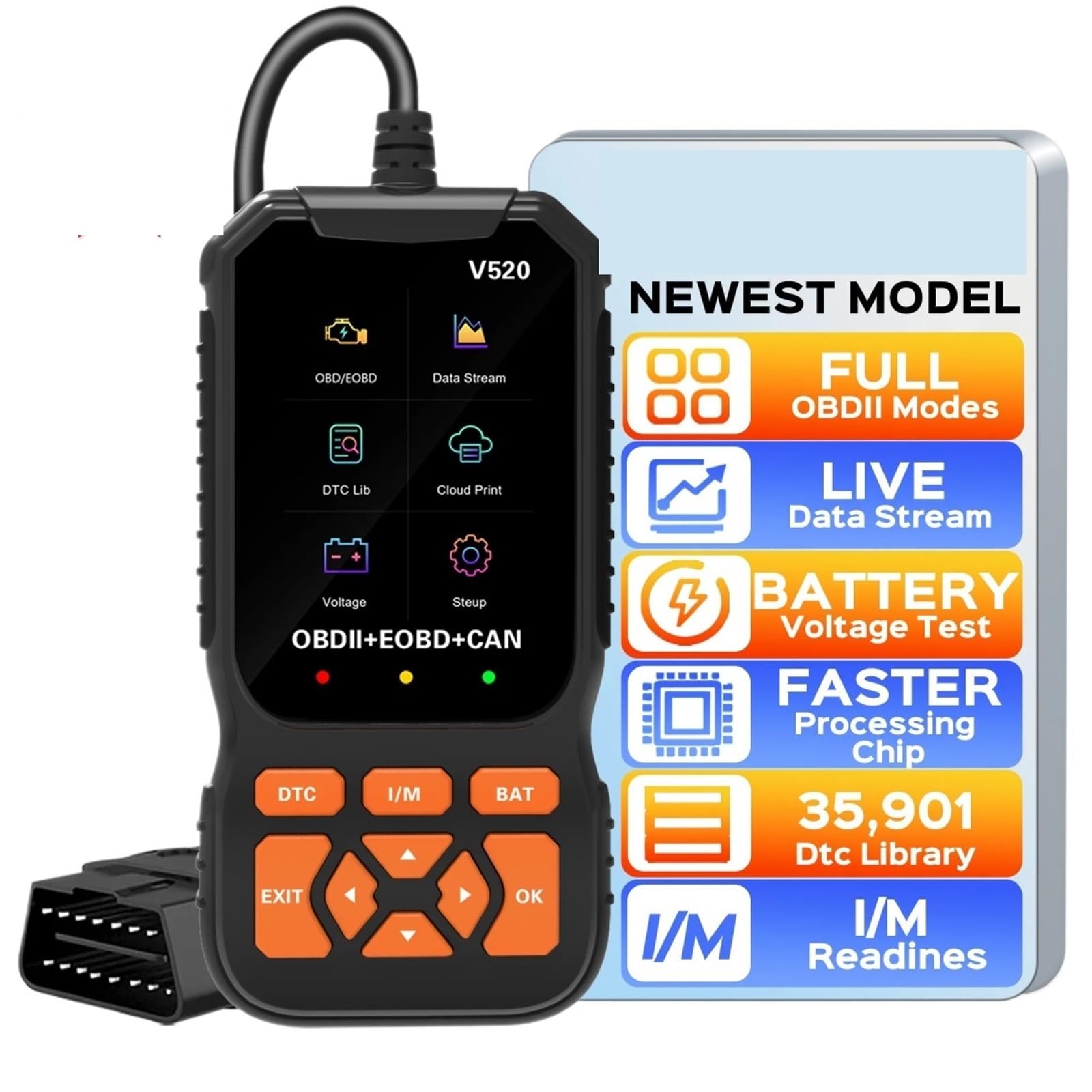 OBD2 Car Scanner Diagnostic Scan Tool,Professional Mechanic Vehicle Fault Code Reader,Auto Read Check Engine Light Fo