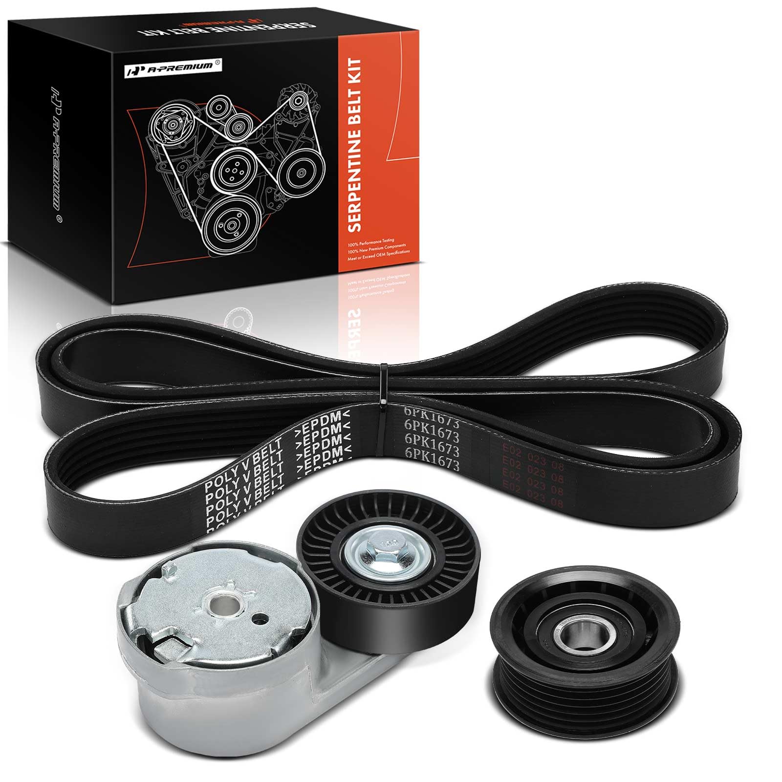 A-Premium Engine Serpentine Belt Drive Kit with Tensioner & Idler Compatible with Dodge Charger 14-21, Challenger 15-21 & Chrysler 300 14-22 & Ram 1500 14-18 20-21, 1500 Classic 19-21 - DOHC V6 3.6L