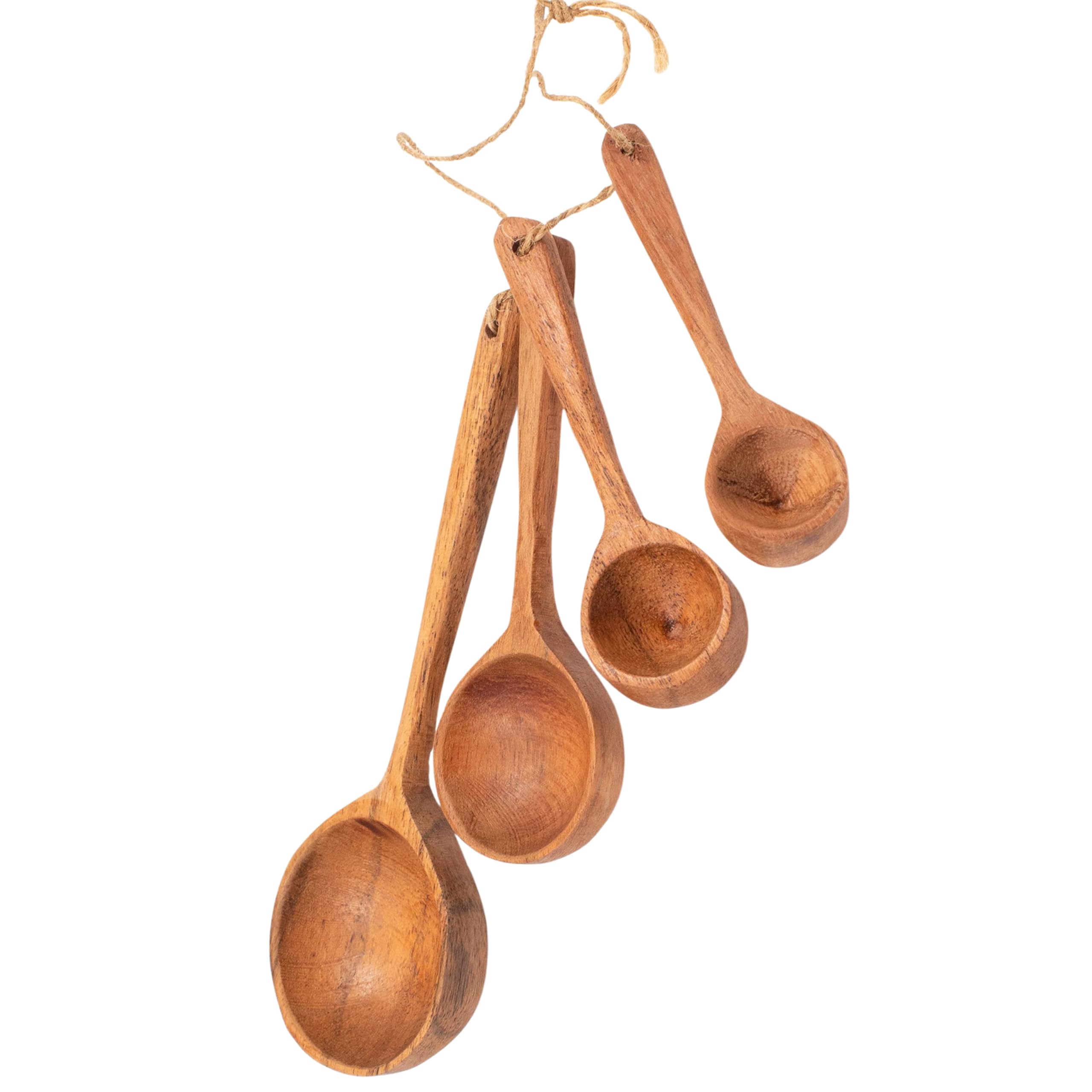 4 Piece Wooden Flatware Set - Wood Spoons for Kitchen Flatware Natural Solid Wood - Lightweight Durable Comfort Grip Spoon Kitchen Gifts for Women, Cooking Gifts for Men (Brown) - ALPHA Living HOME