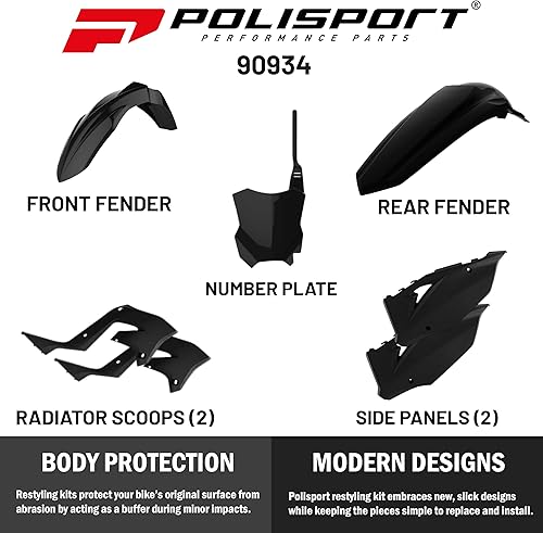 Miniatura 2 de Polisport Motocross (MX) Kit de remodelación para moto de cross Kawasaki KX 125/250 (2003-2008), calidad OEM, duradera, flexible y ajuste perfecto,