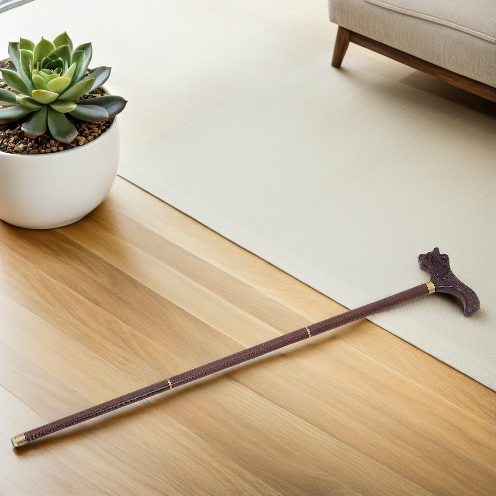 Bastone da Passeggio in Legno di Pollo Alato, Bastone da Trekking Leggero a Tre Sezioni con Assistenza Affidabile, Design Decorativo e Unico per Avventure All'aperto e Anziani