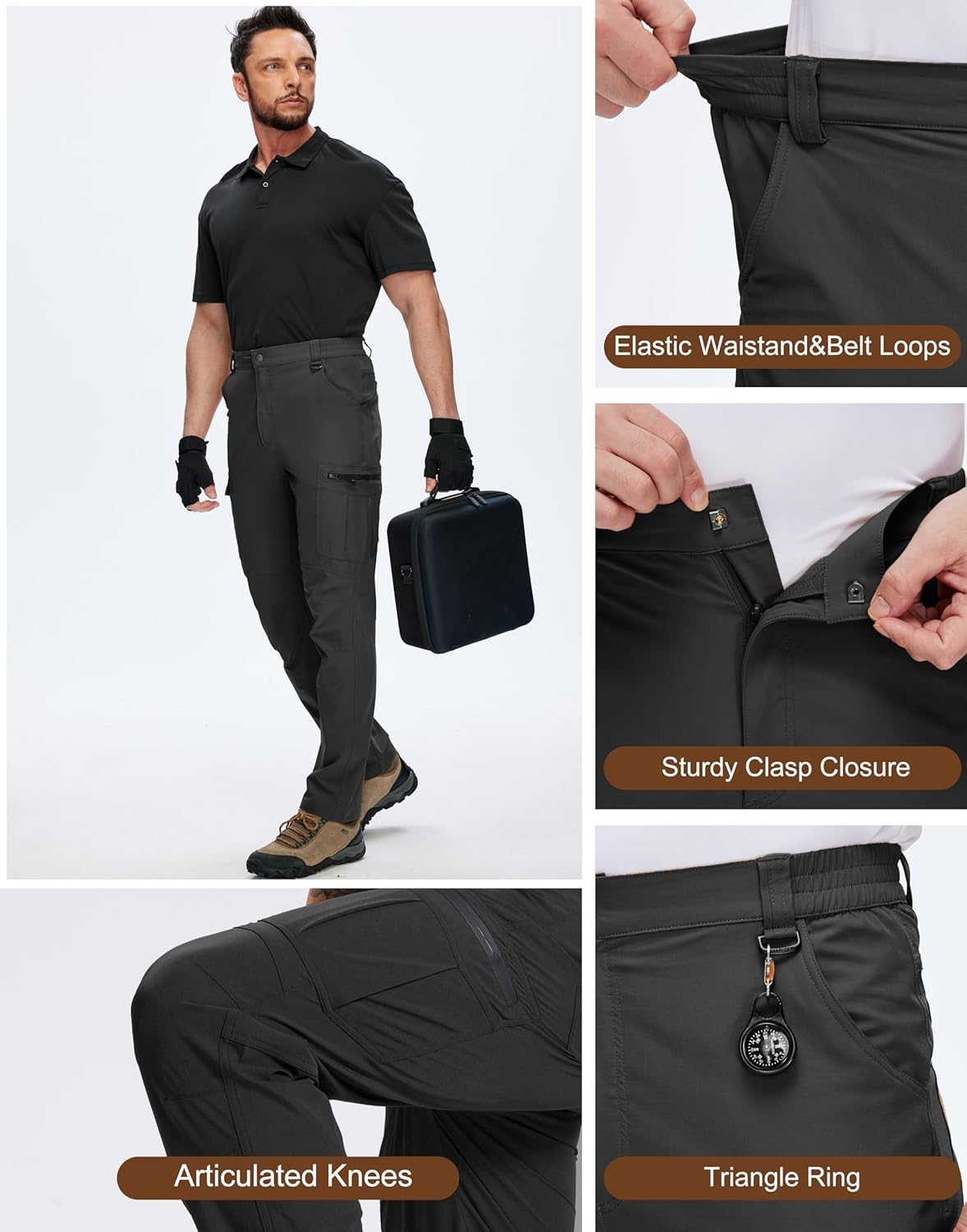Men's Hiking Pants Cargo Work Pants Quick Dry Lightweight Waterproof 6 Pockets Outdoor Fishing Travel Pants - Image 5