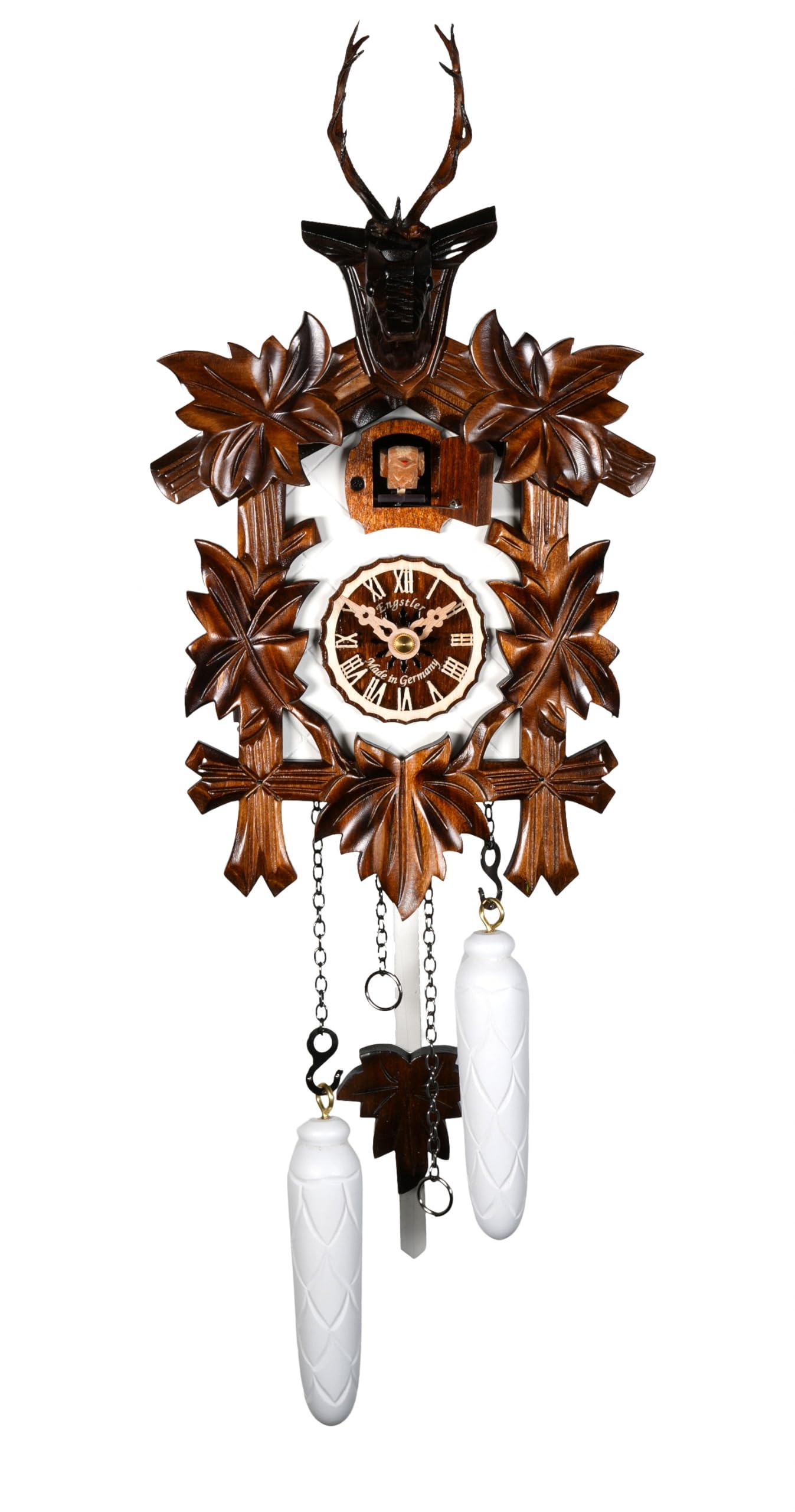 Reloj de cuco Engstler con cabeza de ciervo y mecanismo de cuarzo