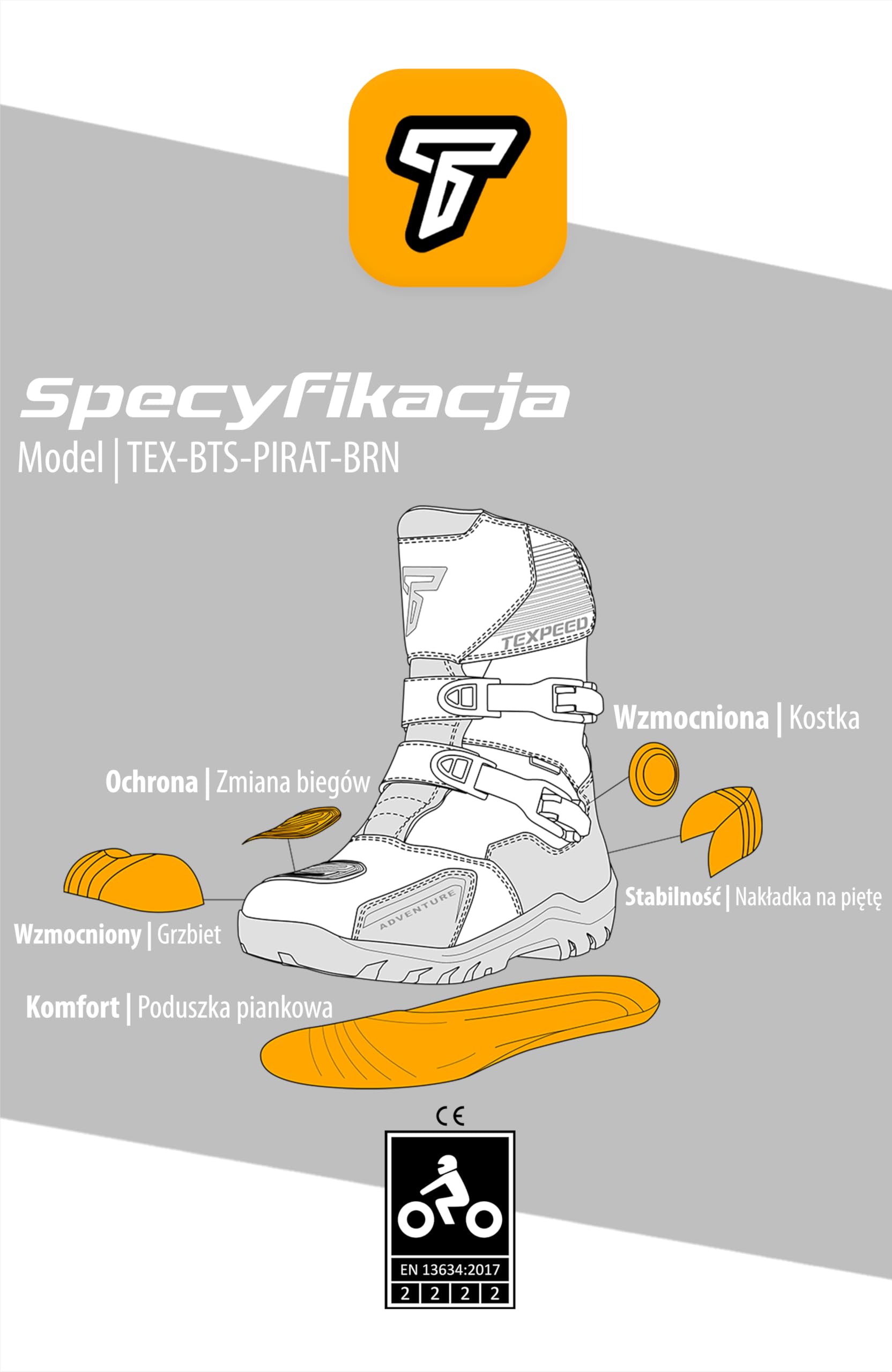 Texpeed – Skórzane buty motocyklowe męskie – Vintage Pirates, 100% wodoodporne, krótka cholewka, buty motocyklowe turystyczne – Brązowe - EU 40