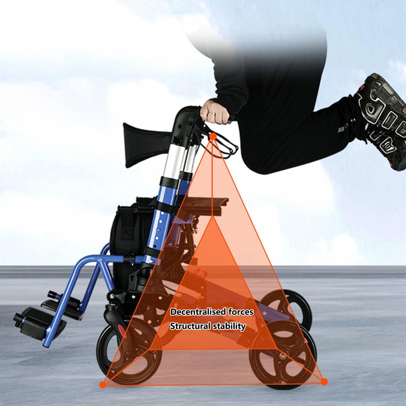 Chodzik Rollator Chodziki pionowe dla seniorów, chodziki na rolkach z siedziskiem, chodziki składane, wyściełane podłokietniki dla seniorów i dorosłych Pomoce do chodzenia
