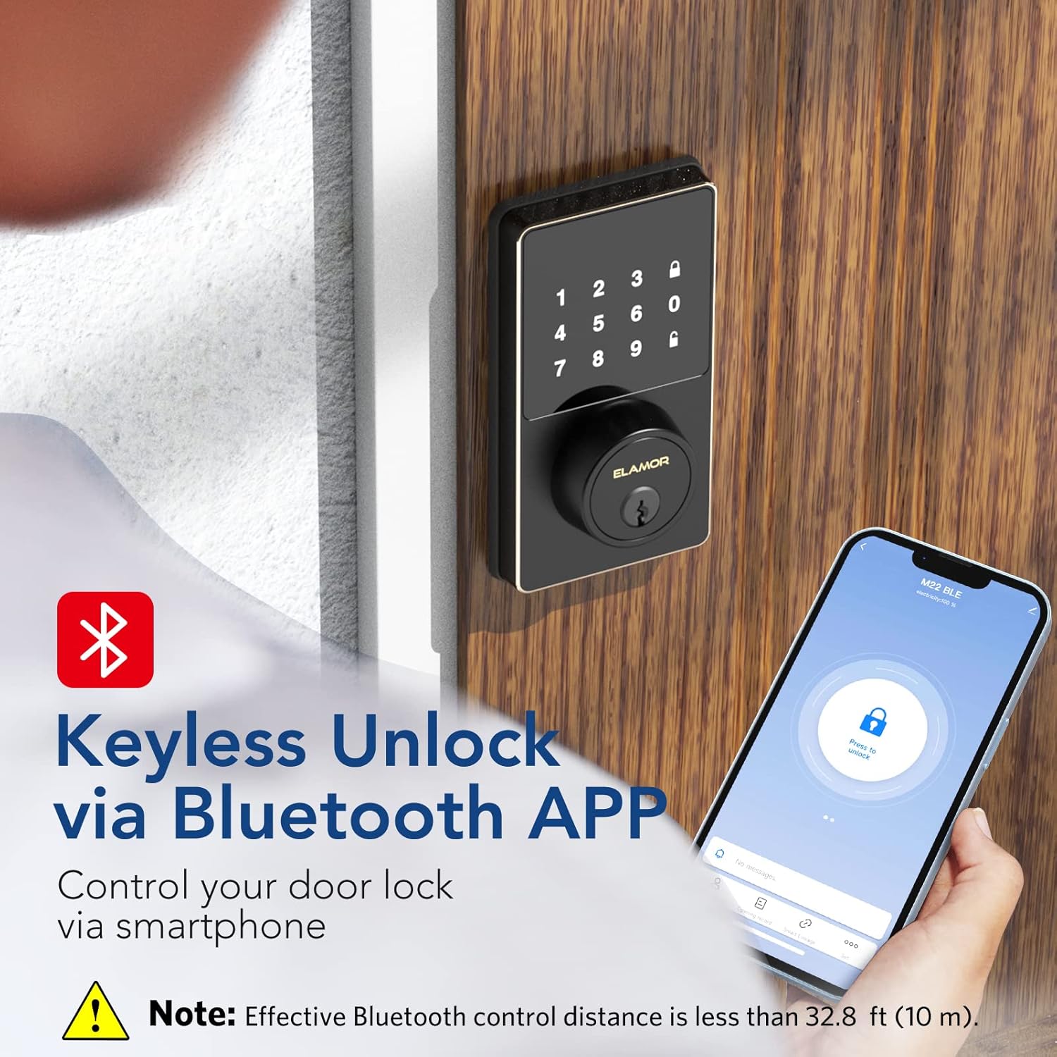 Smartphone displaying the Smart Life App with an unlock button for the smart lock